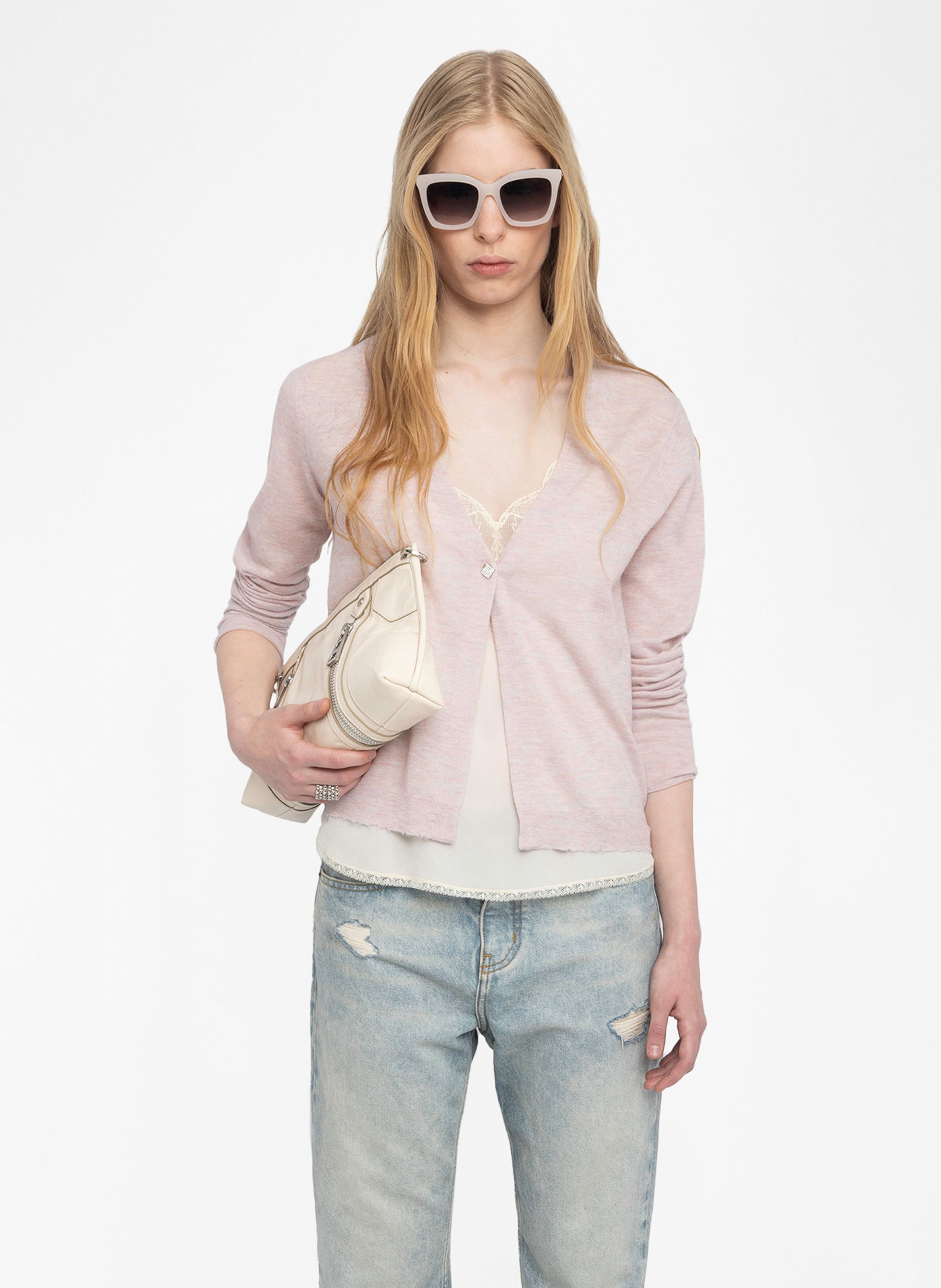 Cardigan col v boutonné en cachemire manylla ZADIG&VOLTAIRE Rose