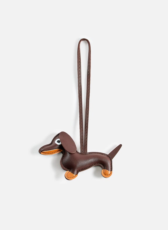 Porte-clé chien en cuir à attacher Marron by AU PRINTEMPS PARIS AU PRINTEMPS PARIS Porte-clé chien en cuir à attacher Marron