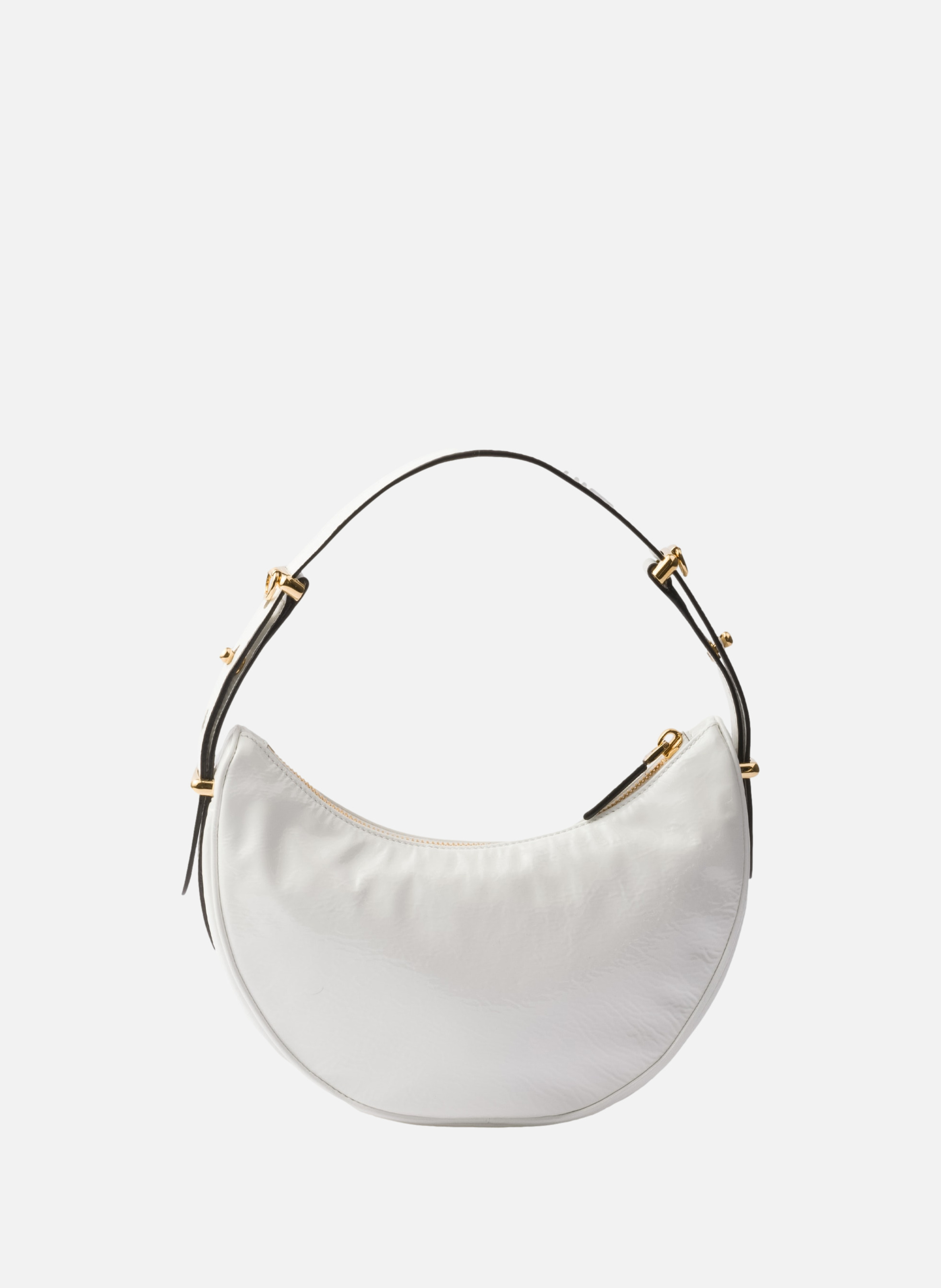 Sac porté épaule prada arqué en cuir verni naplak PRADA Blanc