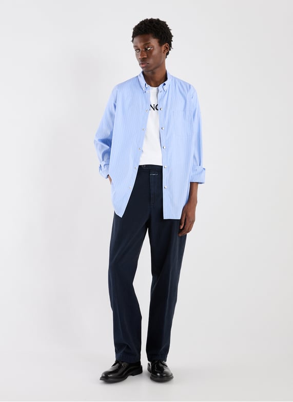 Chemise à rayures en coton | Bleu by MONCLER Chemise à rayures en coton Bleu