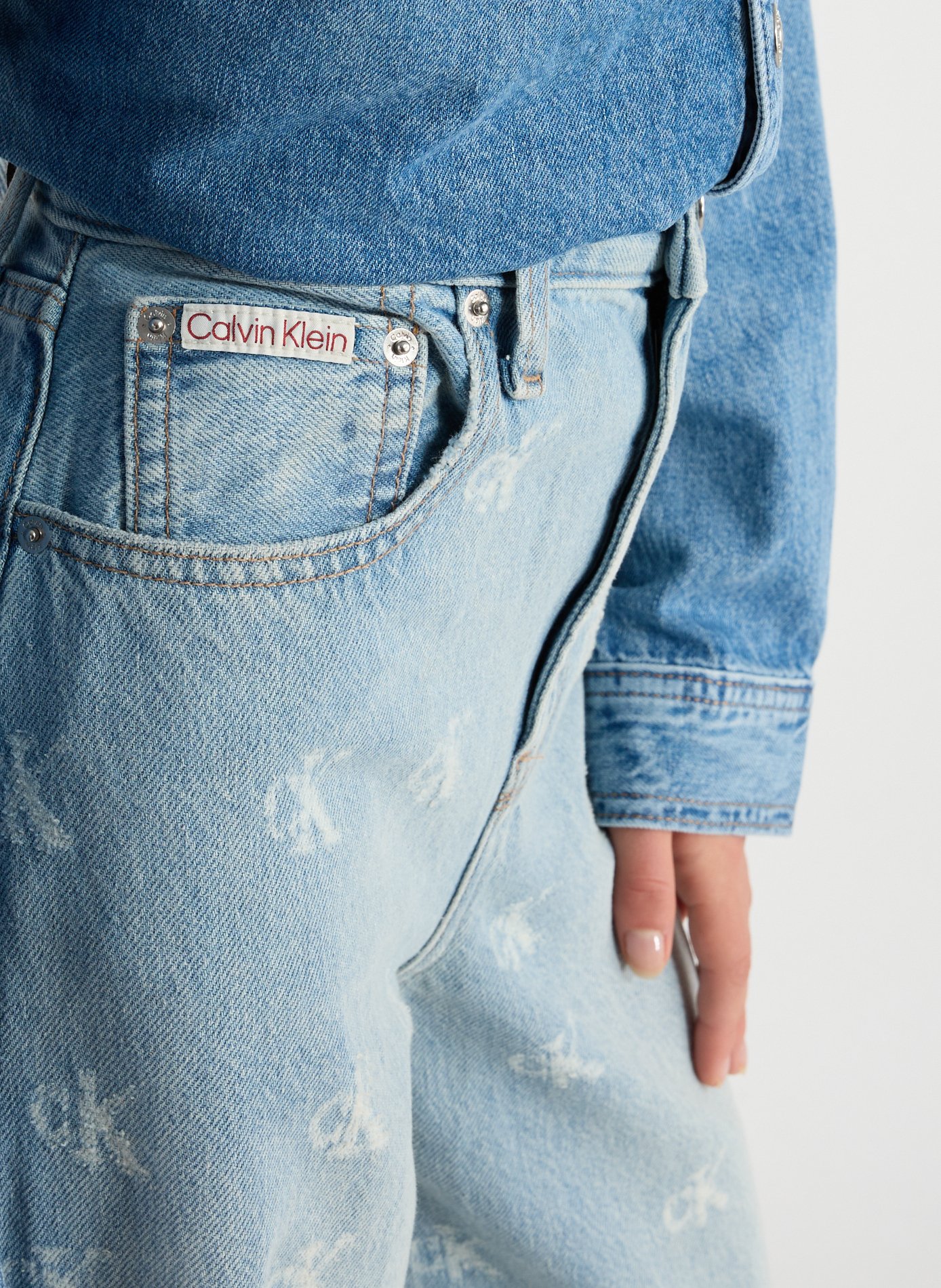 Jean droit à logo CALVIN KLEIN Bleu