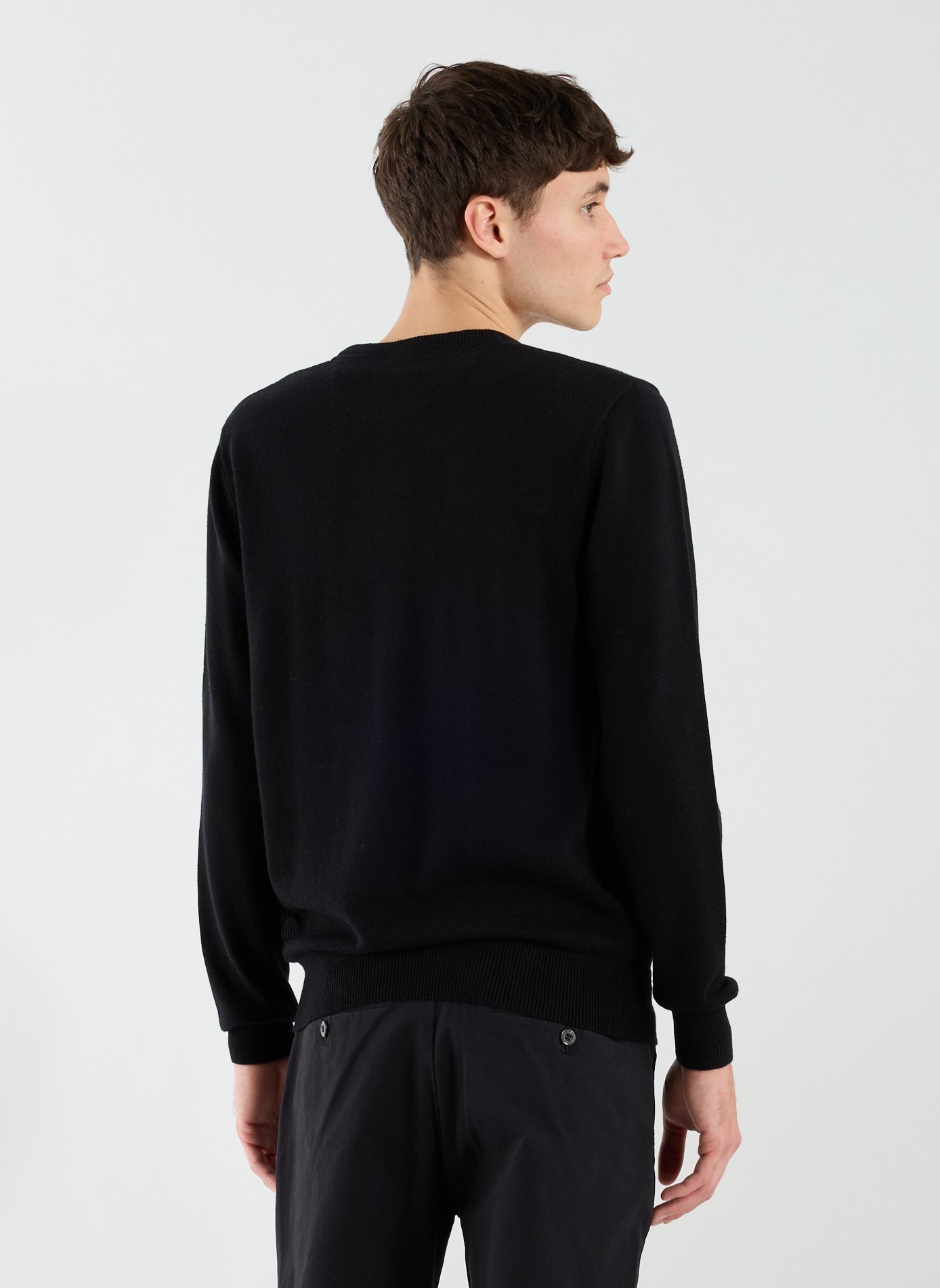 Round neck wool and cotton sweater EDEN PARK Black
