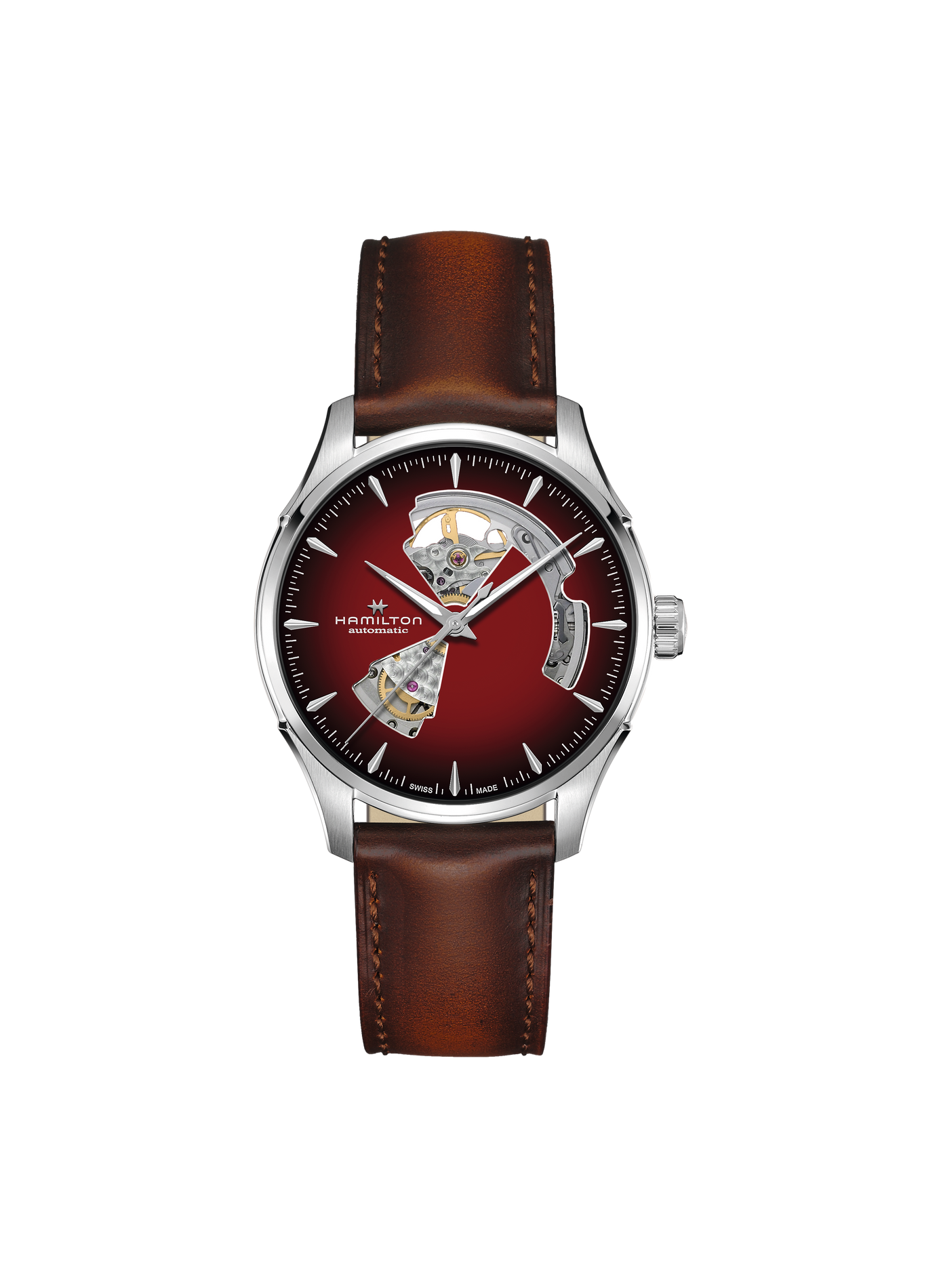 Montre automatique en cuir et acier inoxydable HAMILTON Rouge