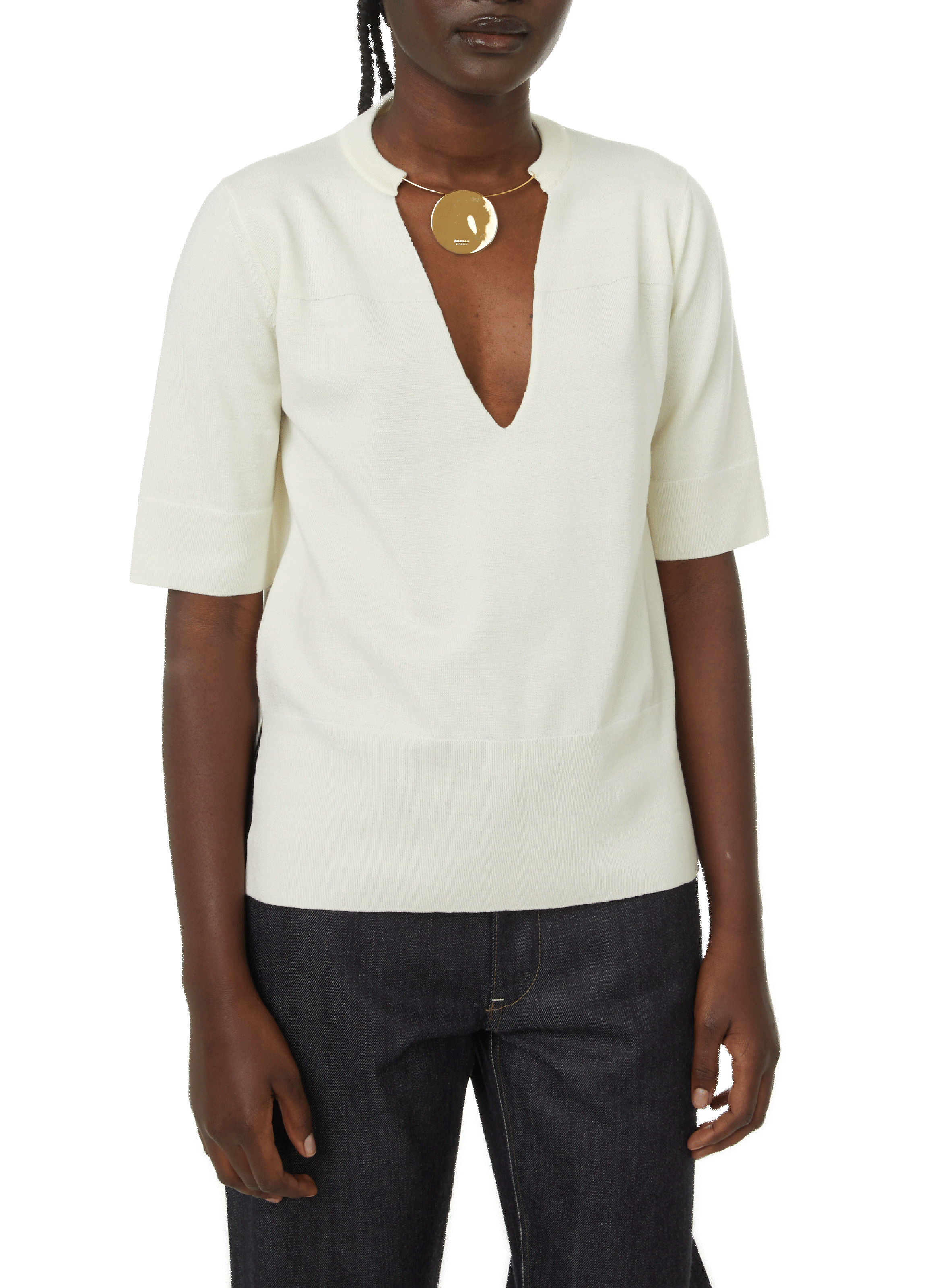 JIL SANDER T-shirt en maille laine vierge Blanc