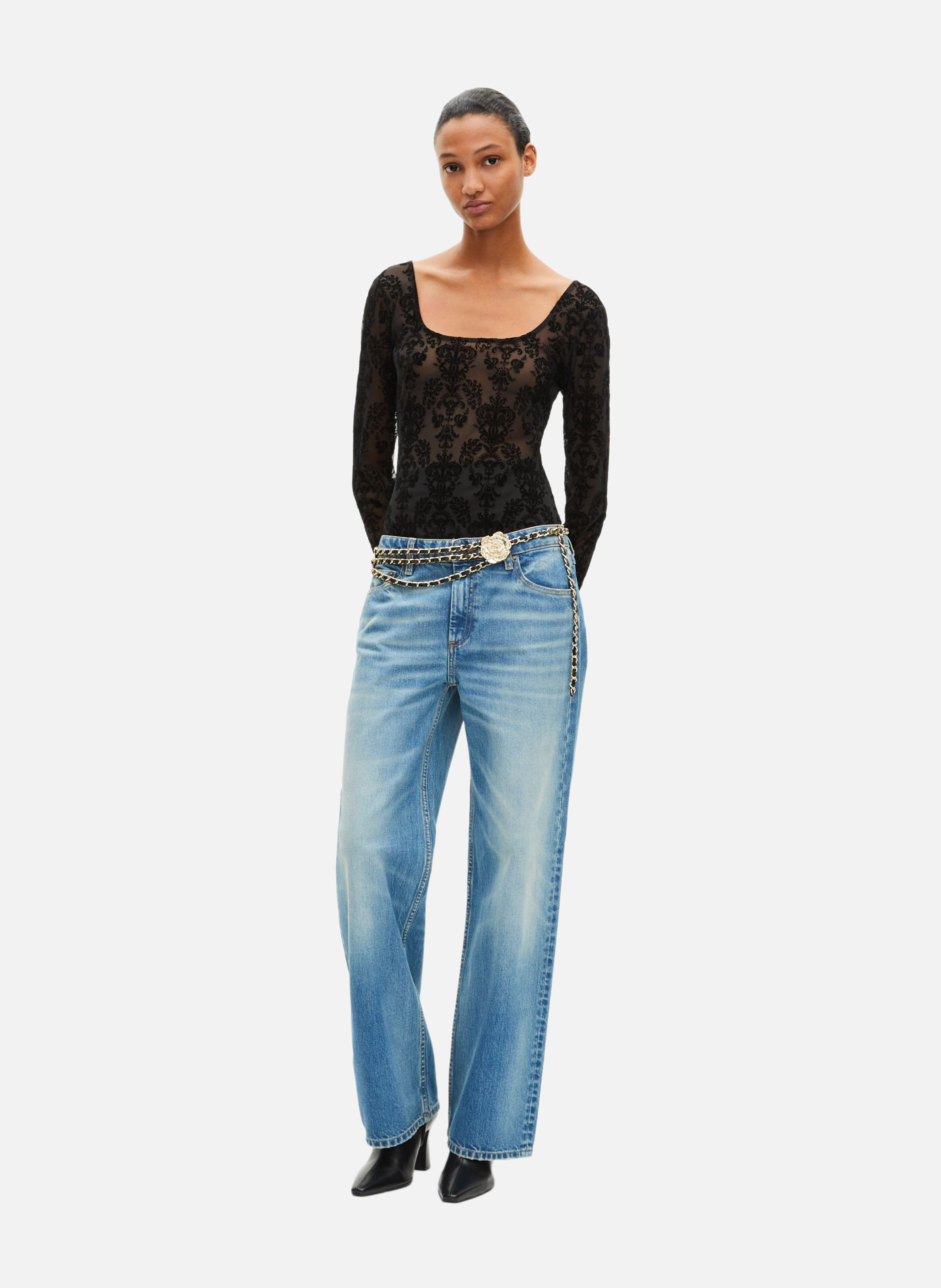 Body en mesh avec flocages THE KOOPLES Noir