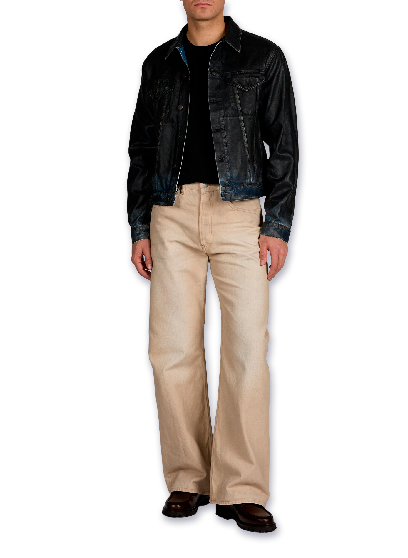 Veste court en denim de coton organique mélangé ACNE STUDIOS Noir