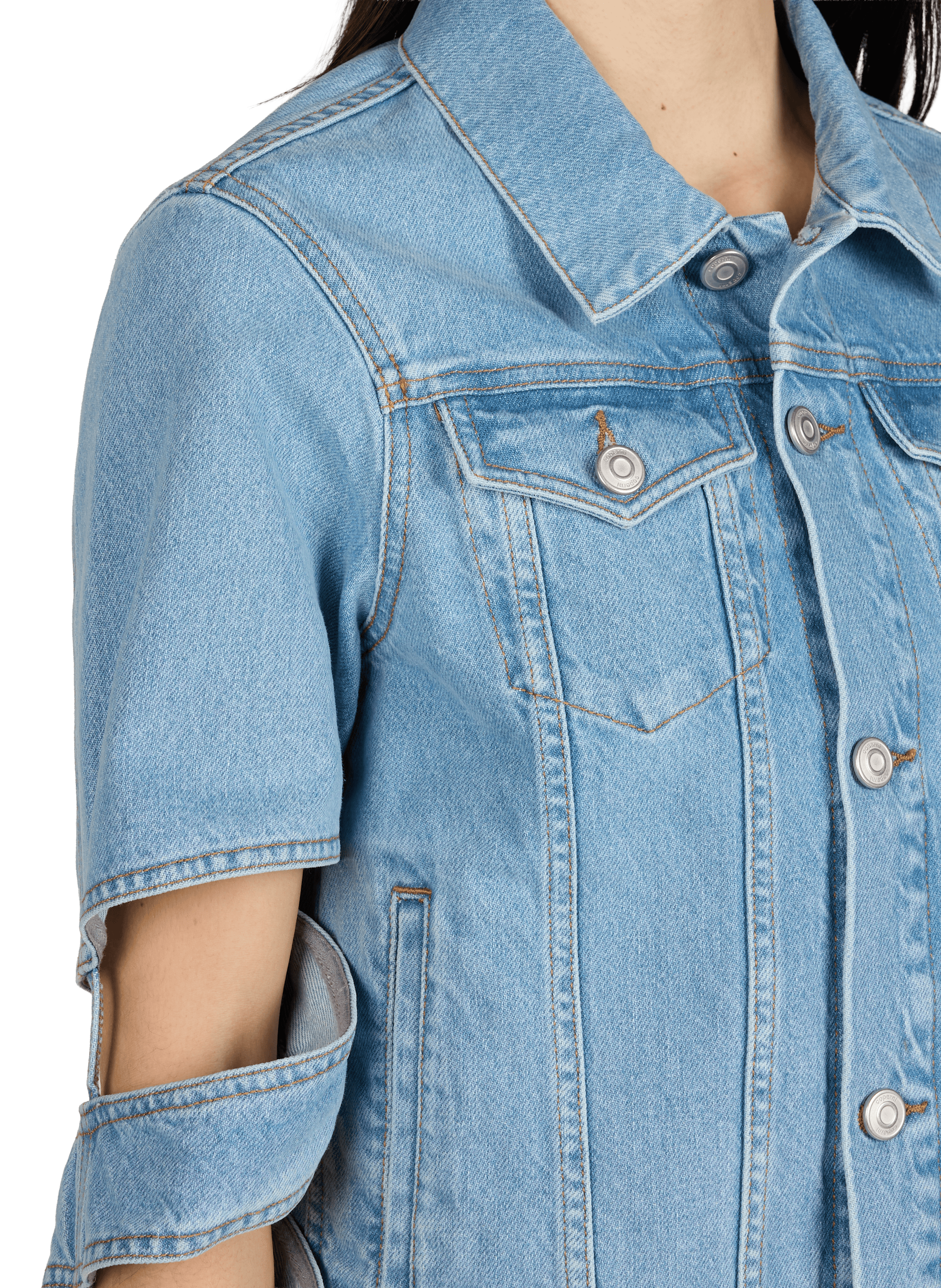 Denim jacket with distressed cotton sleeves COPERNI Blue