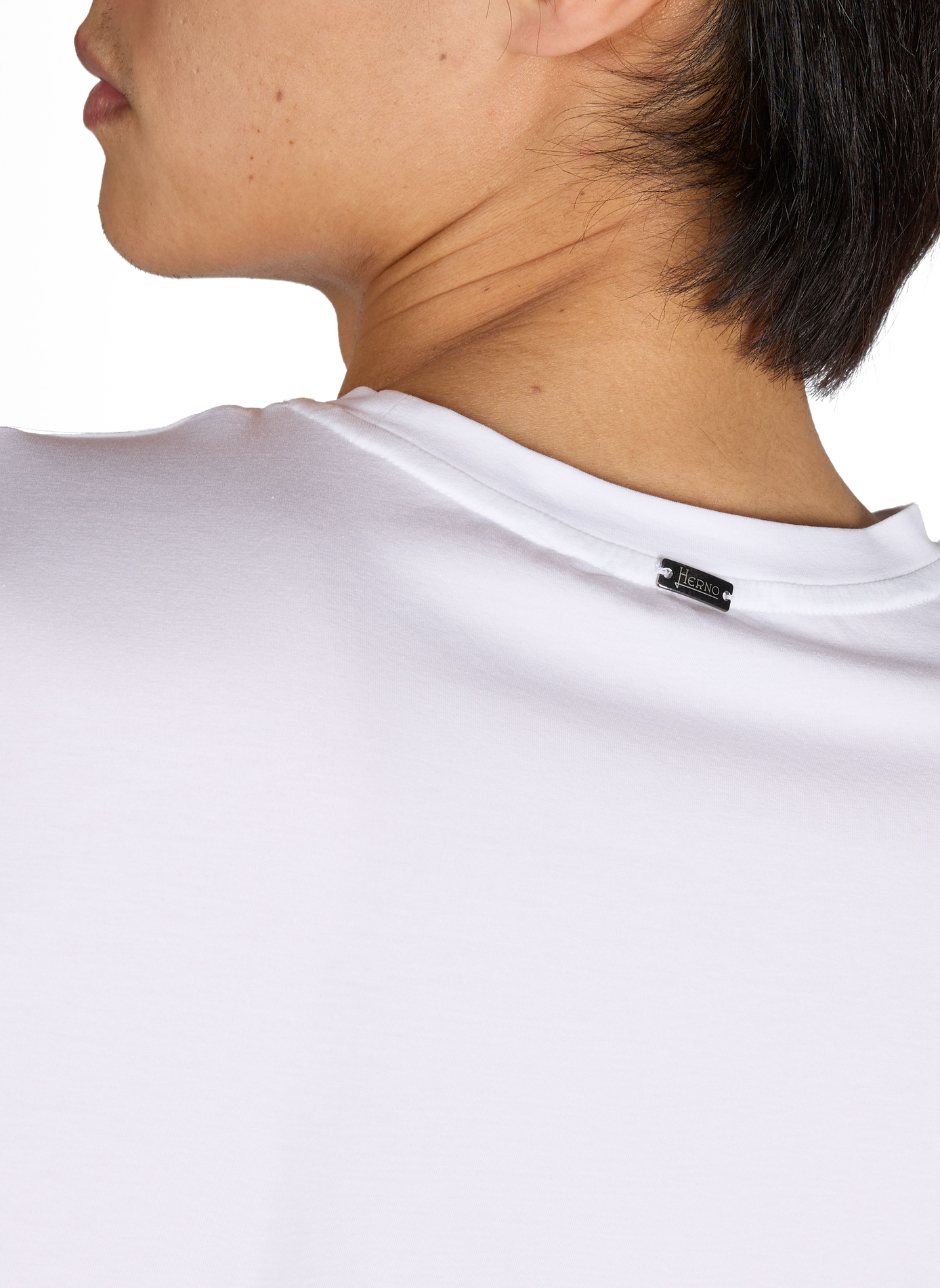 T-shirt droit uni à col rond HERNO Blanc