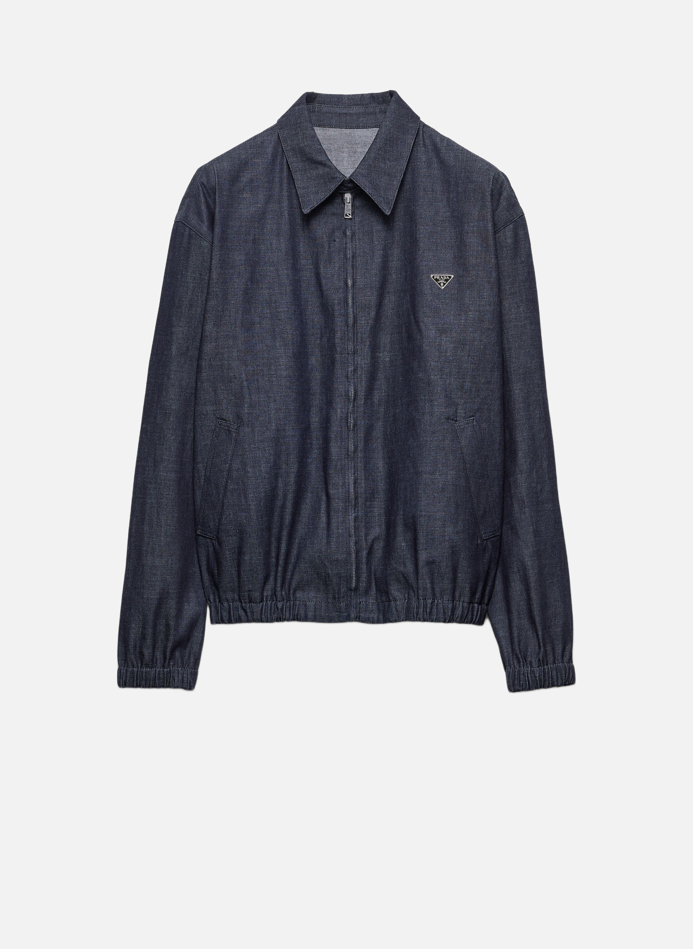 Blouson en denim chambray avec fermeture à glissiè PRADA Bleu