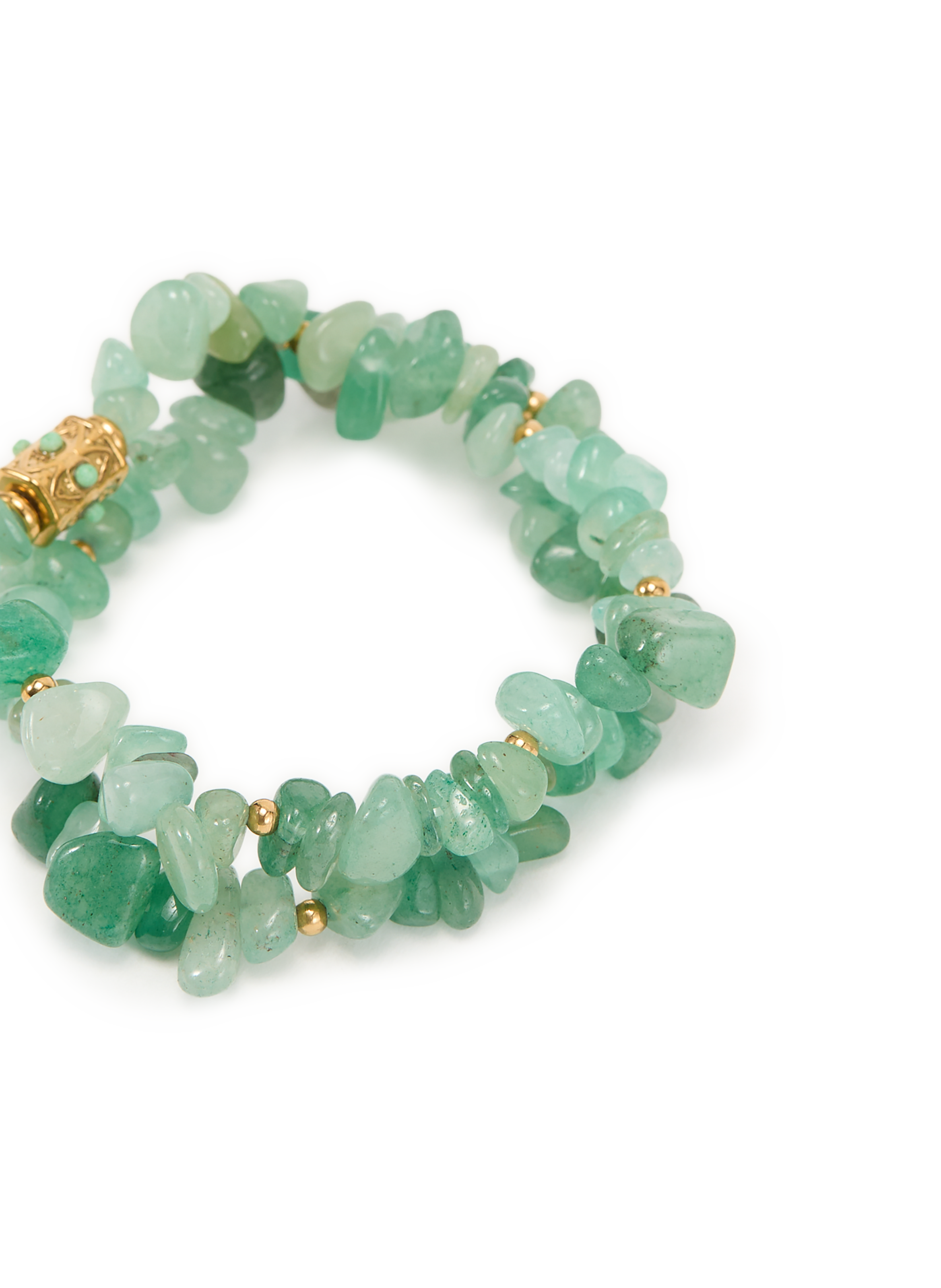 Bracelet élastique double pierres naturelles AU PRINTEMPS PARIS Vert