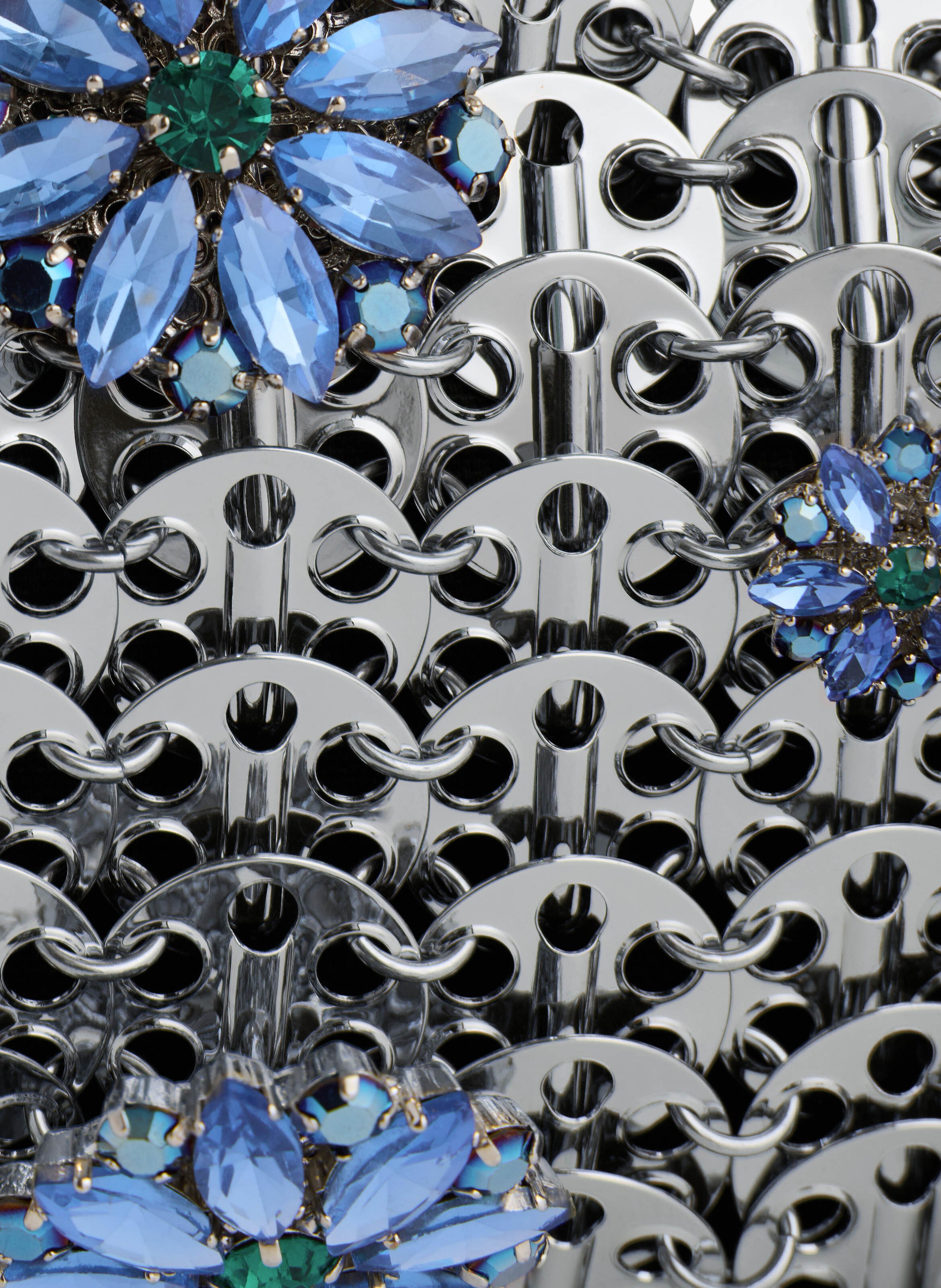 Sac 1969 nano avec détails de fleurs en strass RABANNE Argent