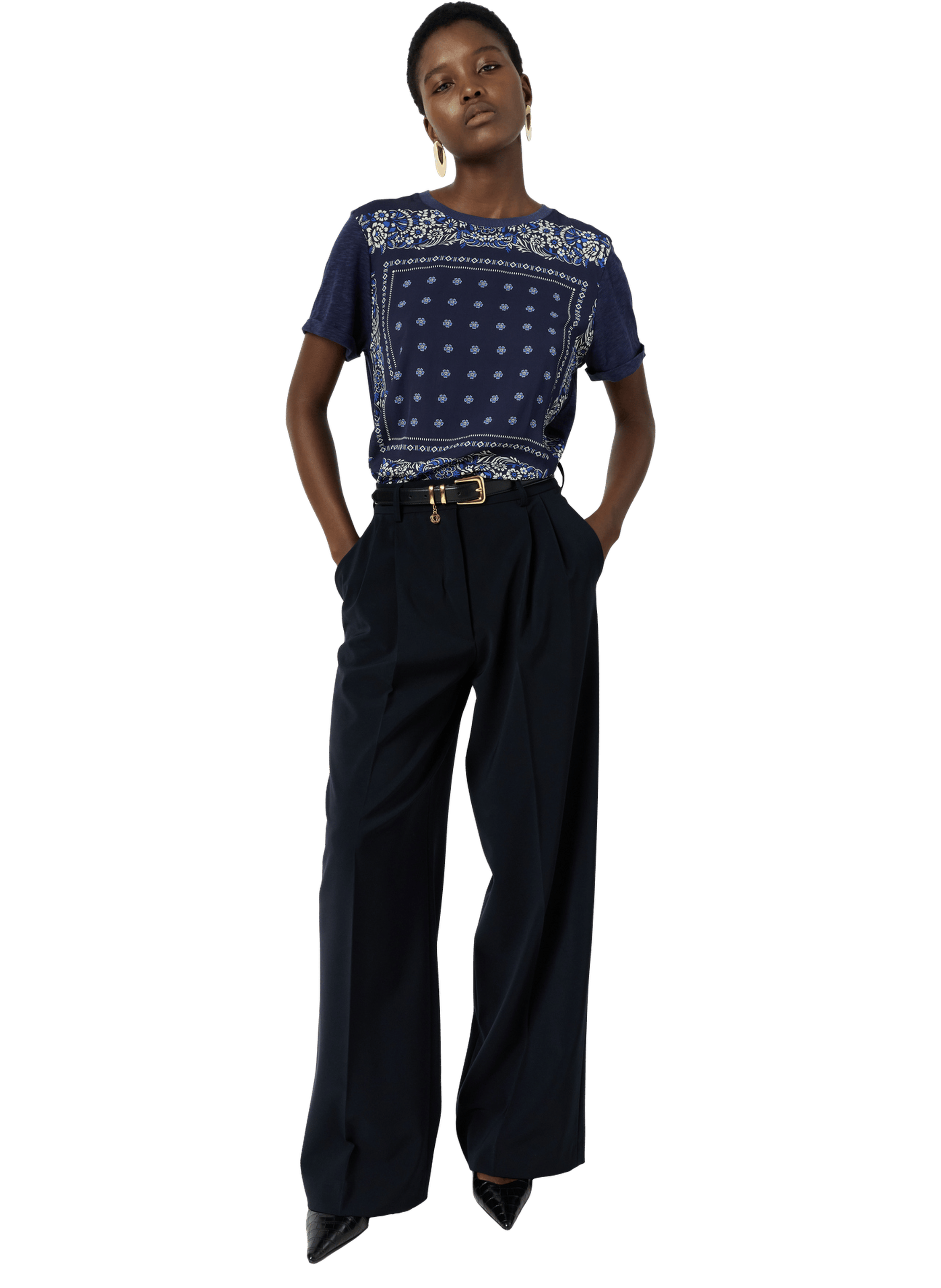 T-shirt bi matière esprit foulard - manolia GERARD DAREL Bleu