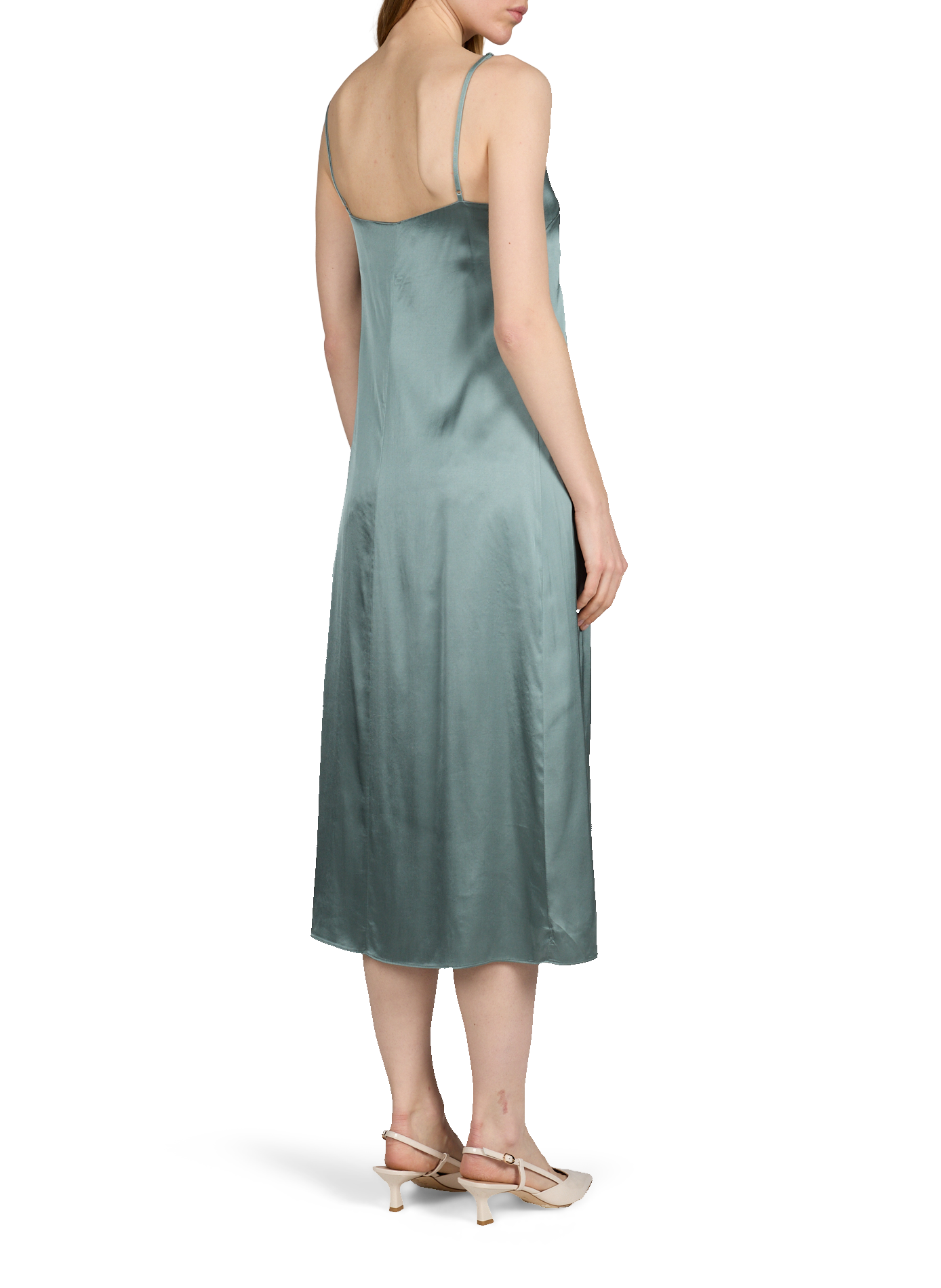 Satin cotton blend slip dress ACNE STUDIOS Green