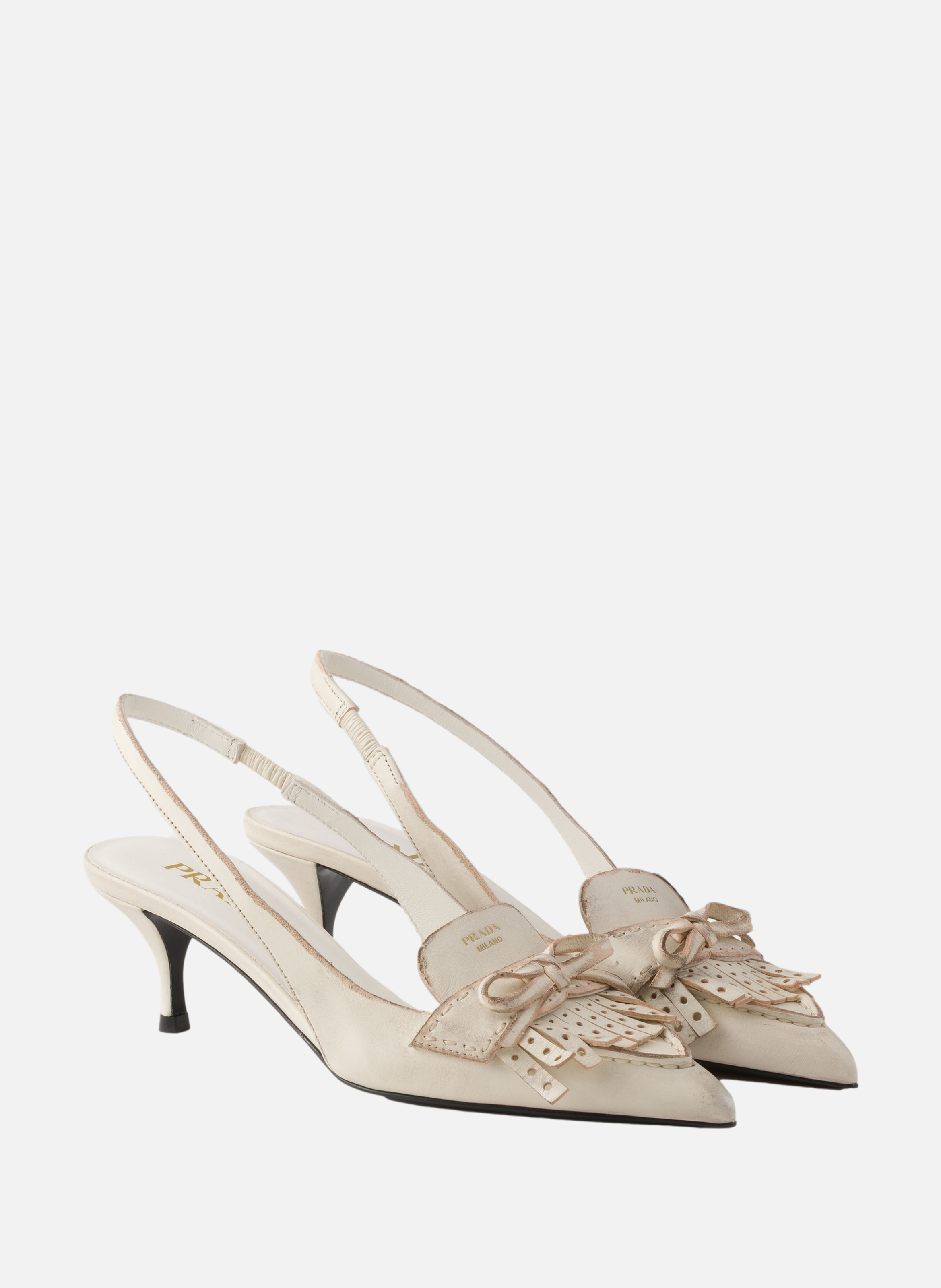 Escarpins à bride arrière en cuir PRADA Beige