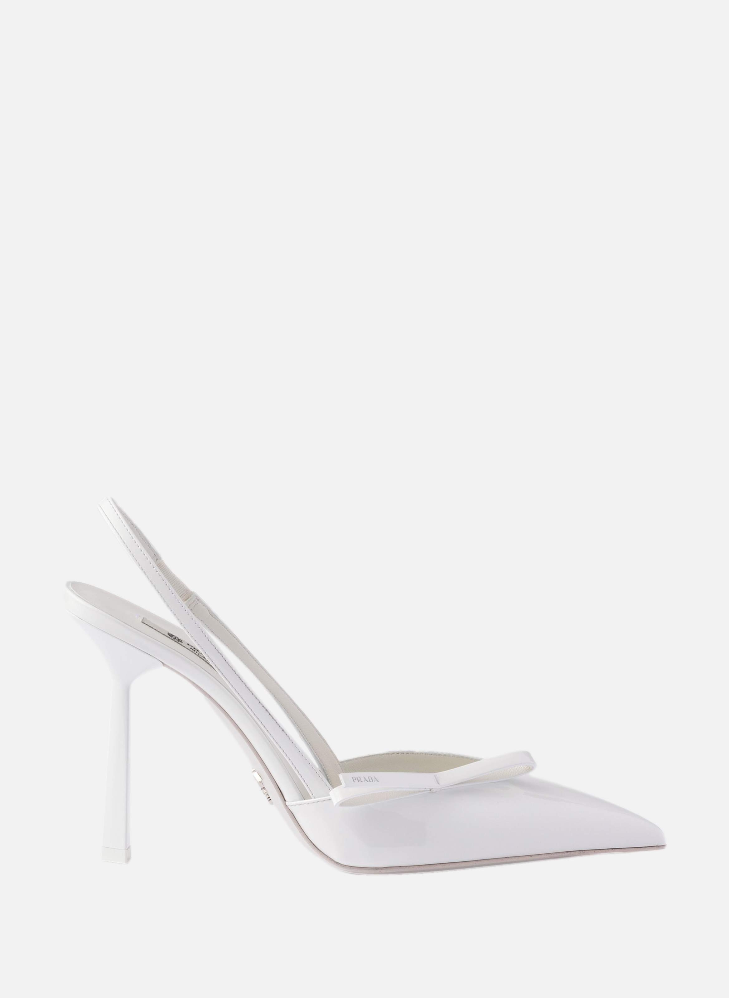 Escarpins à bride arrière en cuir verni PRADA Blanc