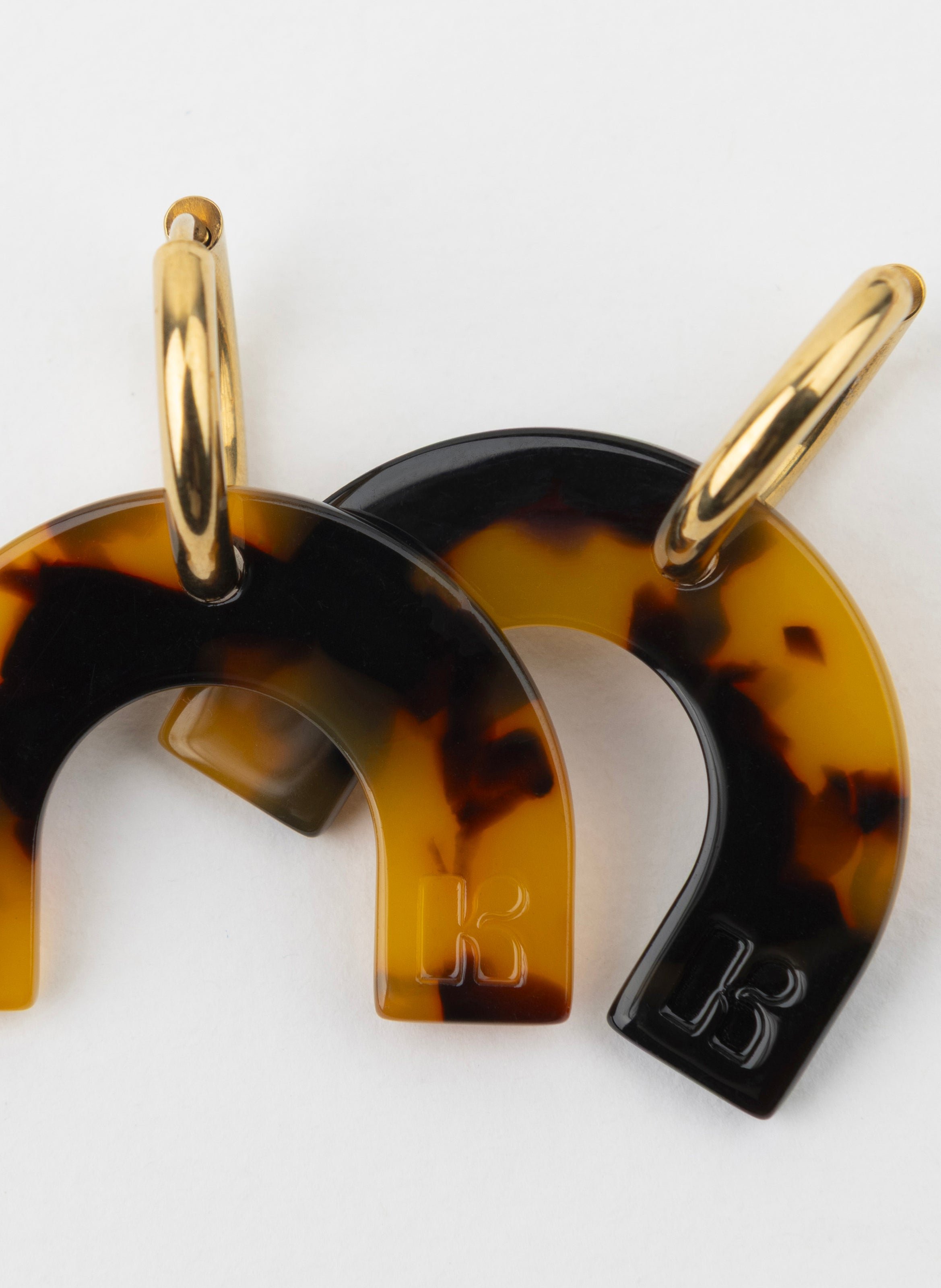 Boucles d'oreilles arc-en-ciel avec anneaux en acier inoxydable argenté KURAGE GINZA Marron