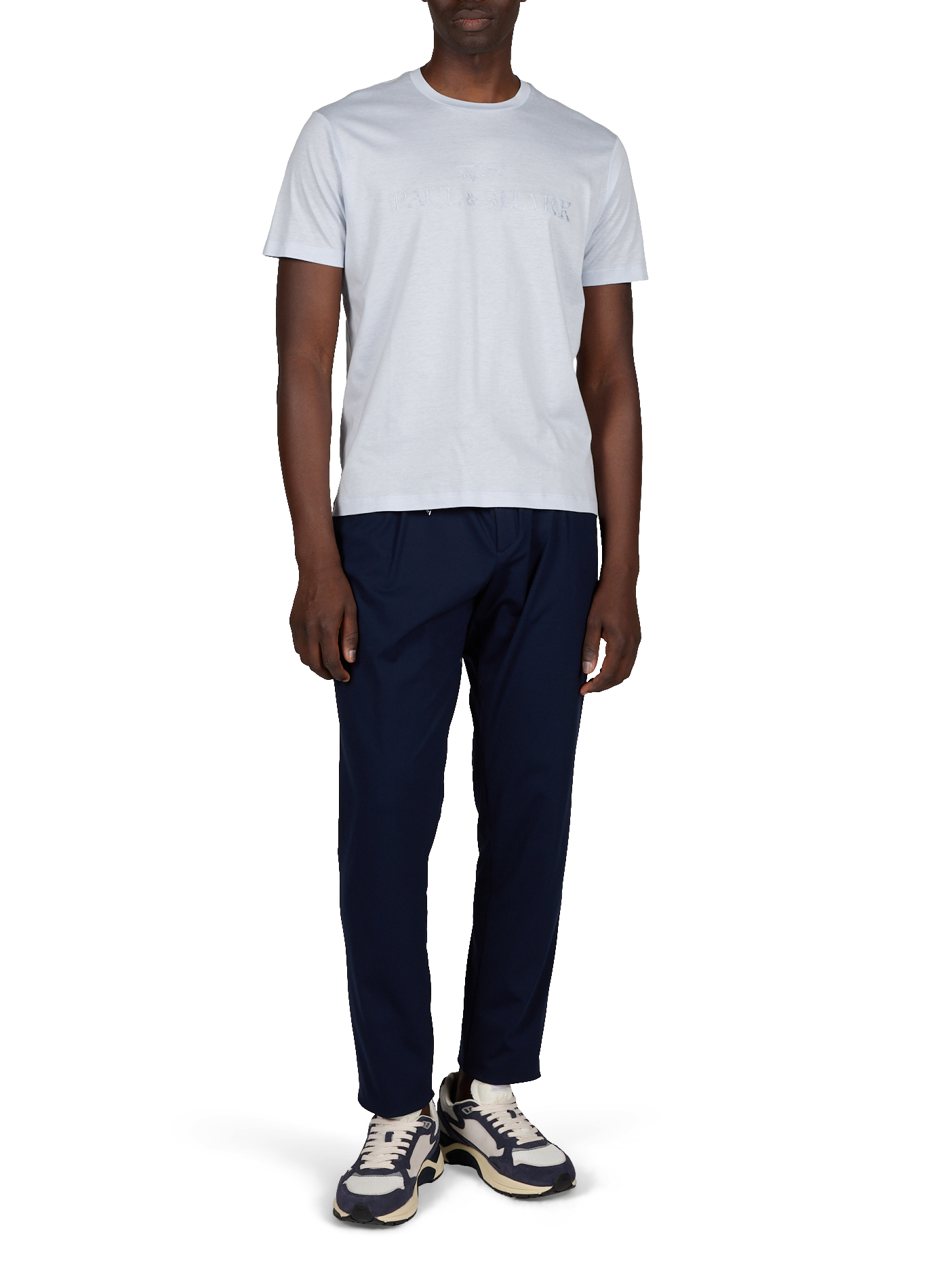 Solid color pants with shark keychain PAUL & SHARK Blue