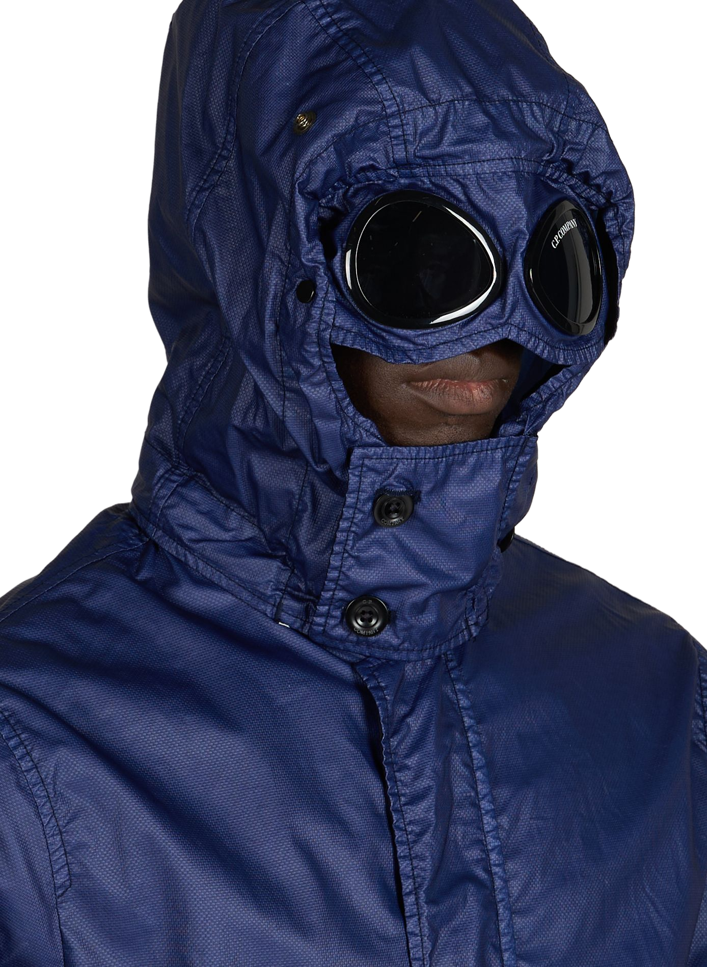 Waterproof jacket with removable hood in cotton CP COMPANY Blue