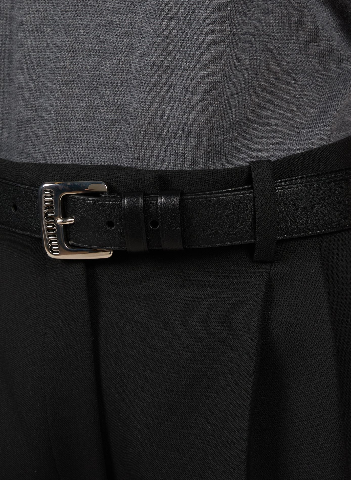 Ceinture en cuir d'agneau MIU MIU Noir