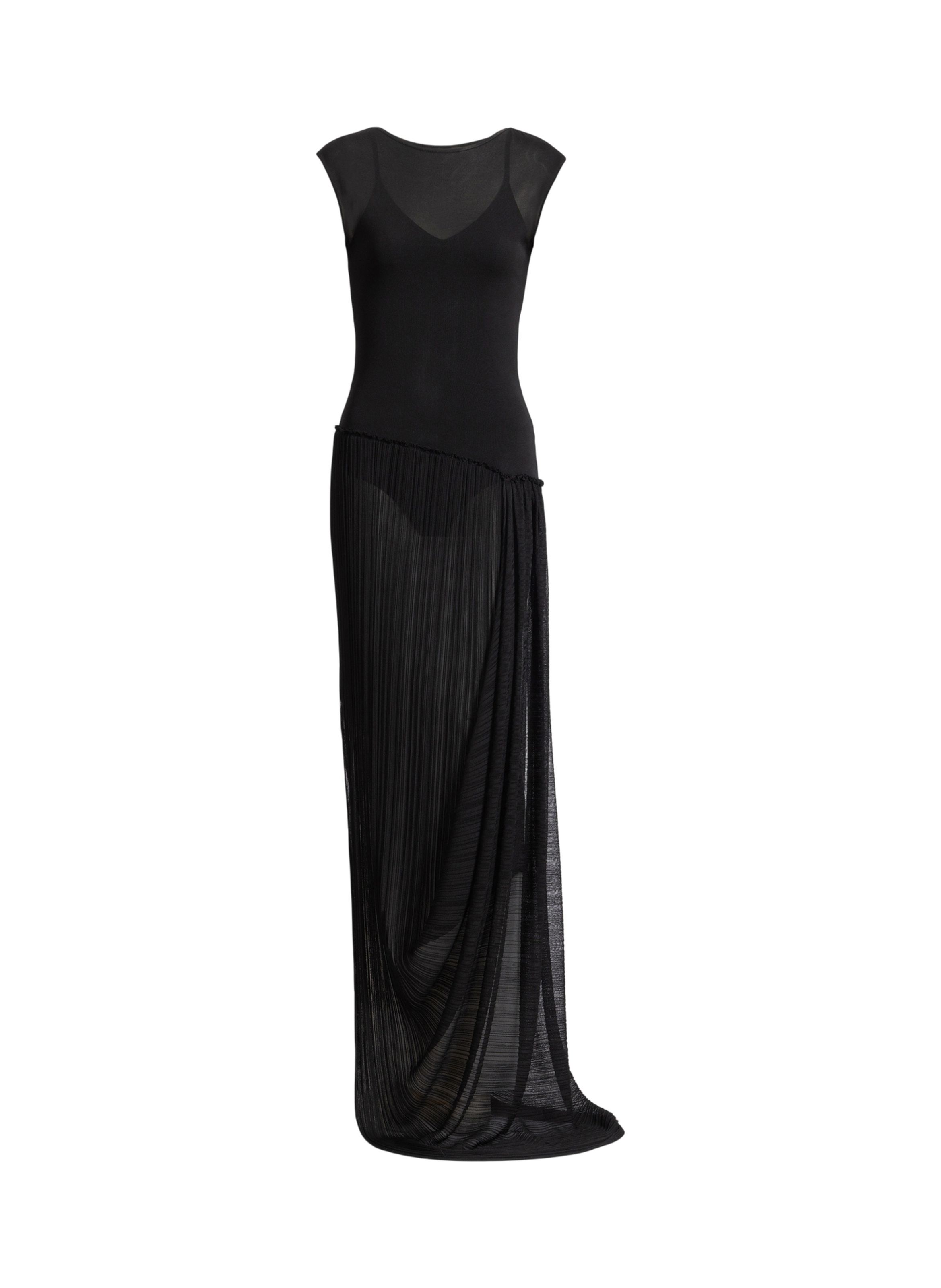 Robe longue drapée en viscose BALMAIN Noir
