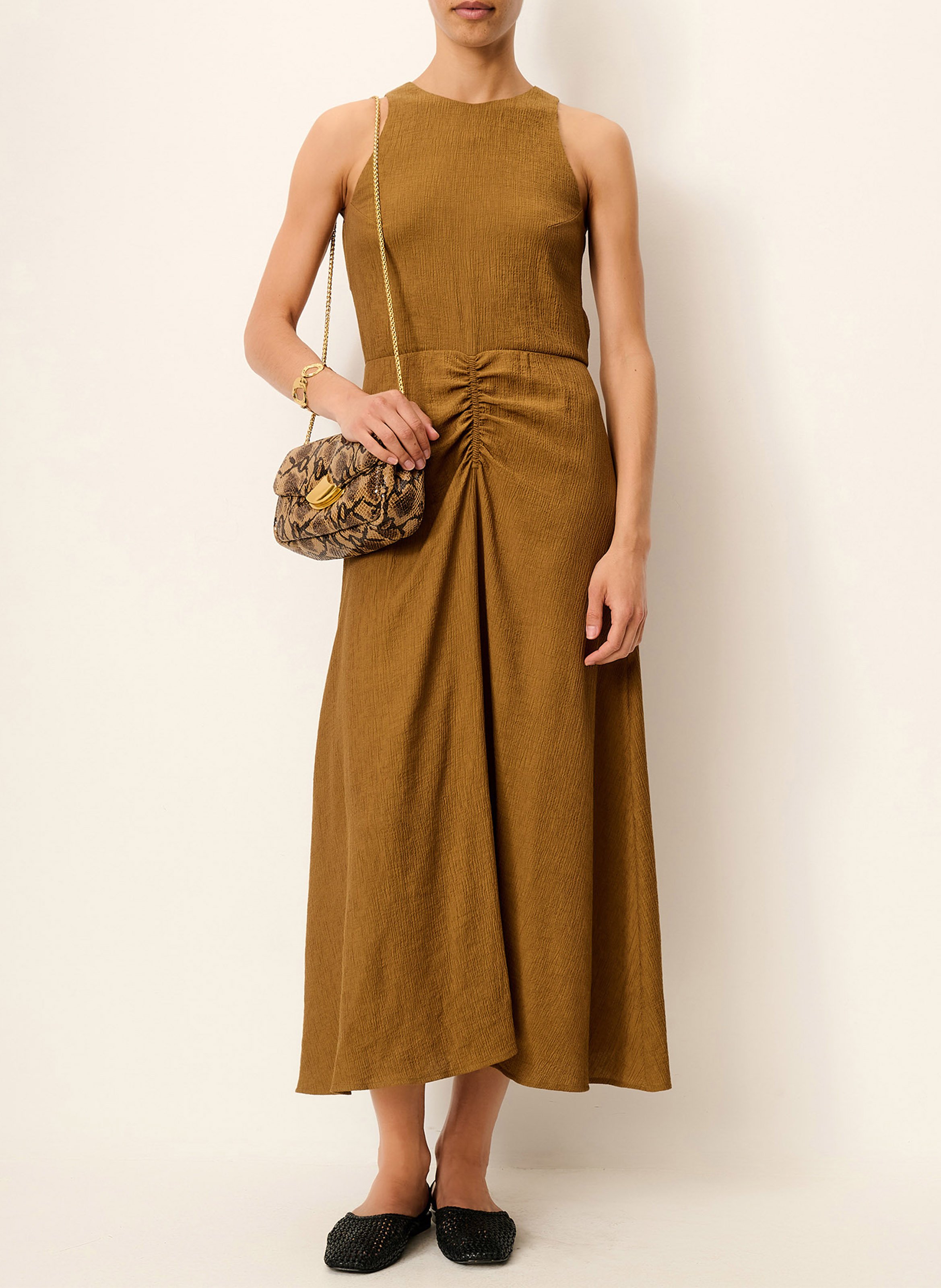 Robe midi col rond lua SESSUN Marron