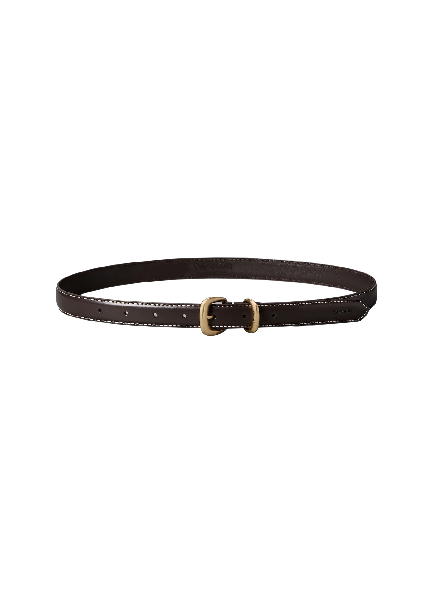 Belt with contrasting topstitching in leather CALVIN KLEIN Brown