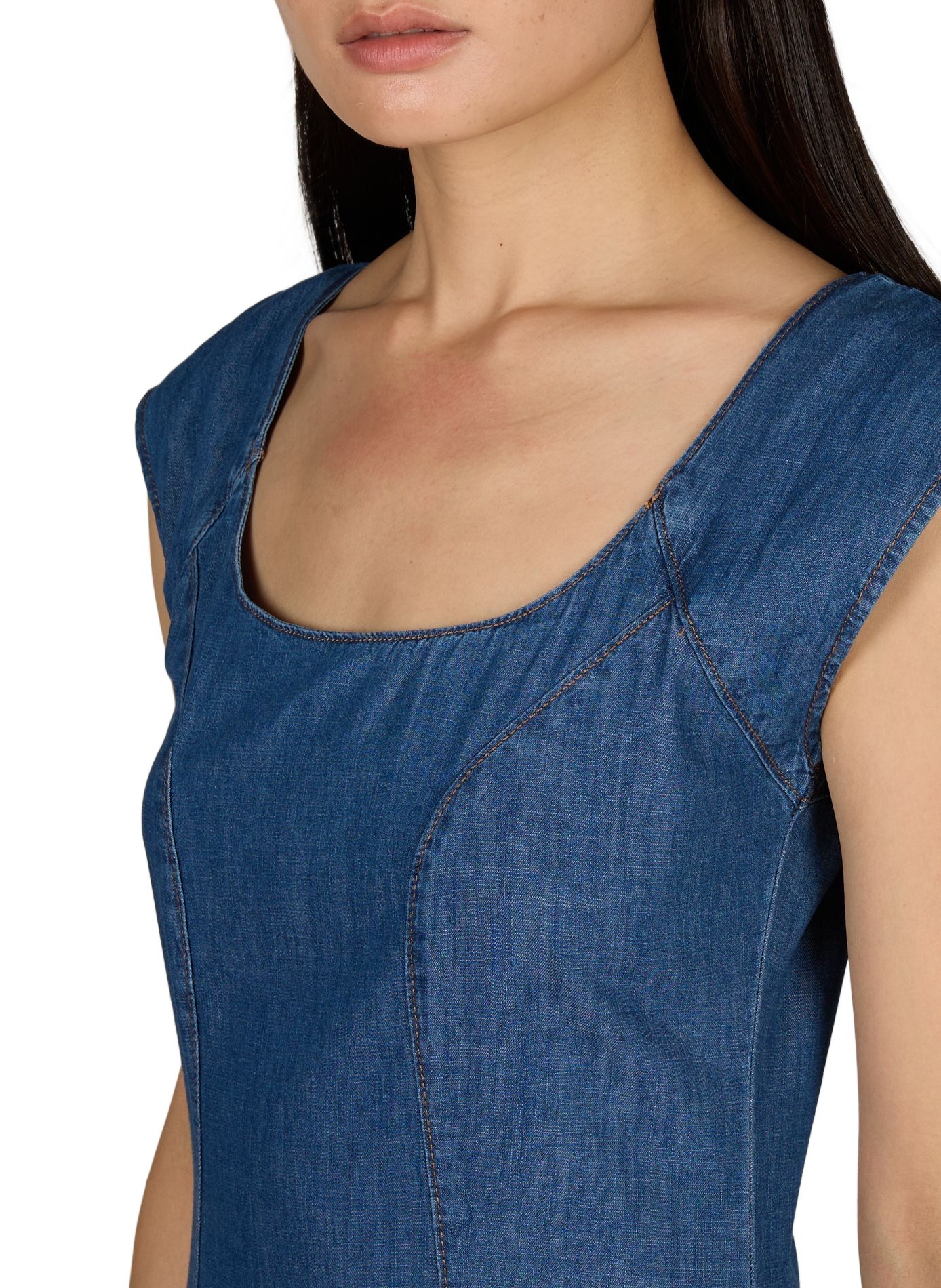 Tseya midi dress in cotton denim TOPSHOP Blue