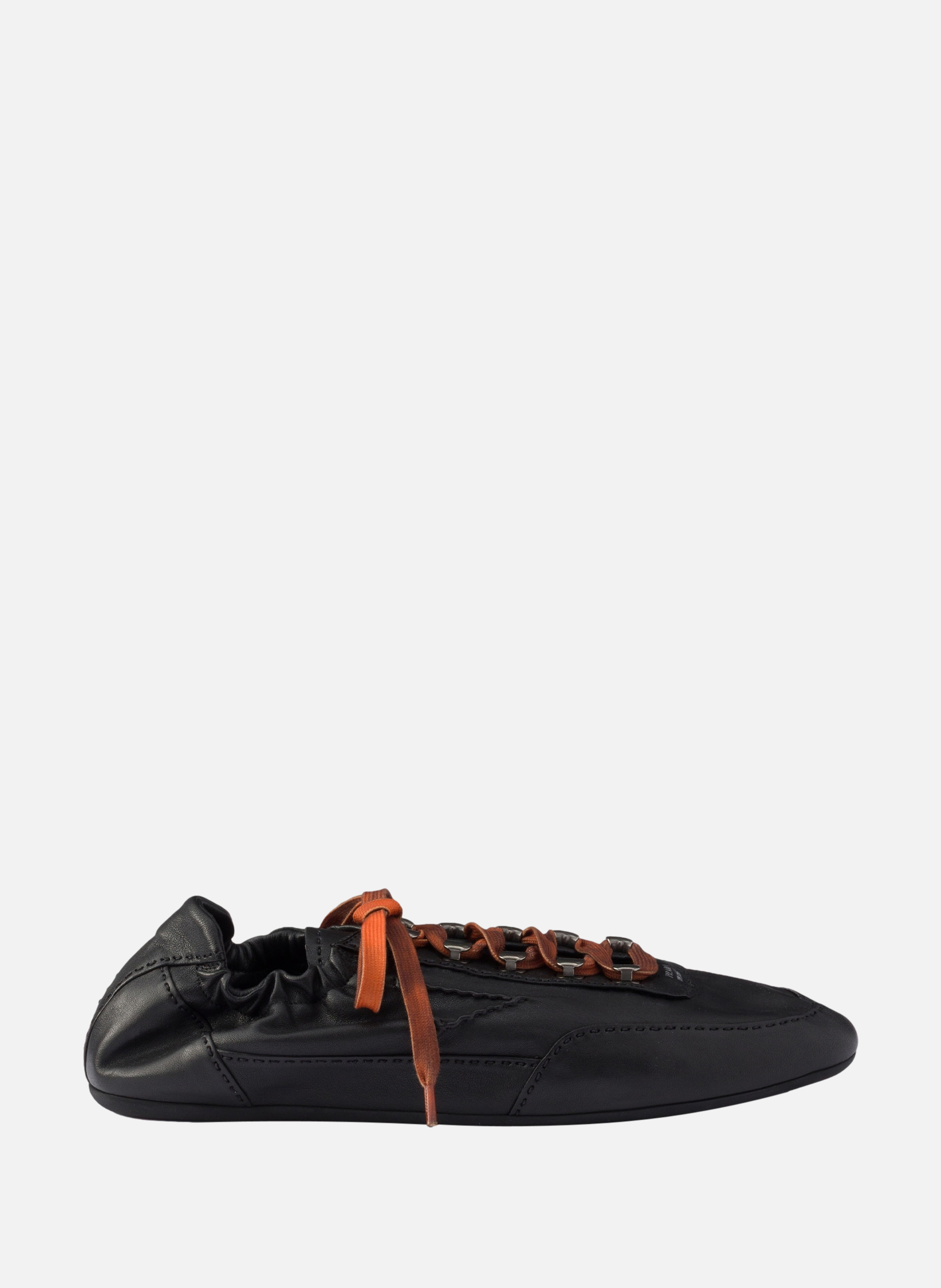 Baskets collapse en cuir nappa vieilli avec croche PRADA Noir