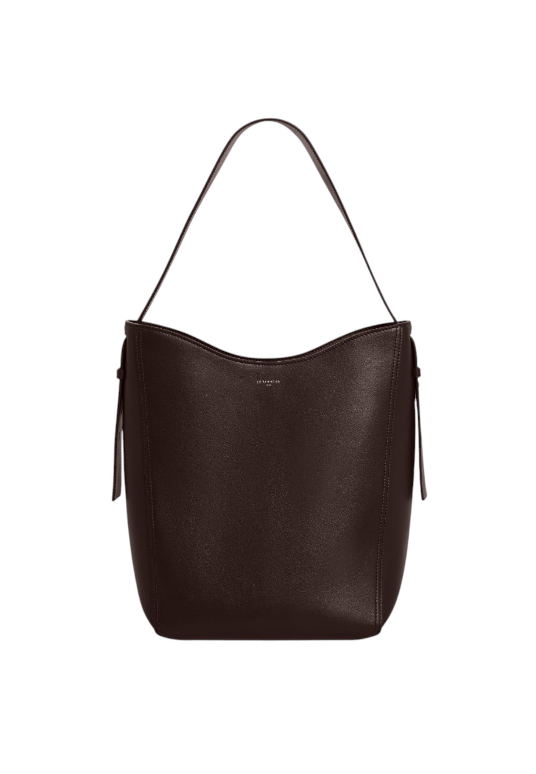 Sac hobo moyen modèle céleste en cuir lisse LE TANNEUR Marron