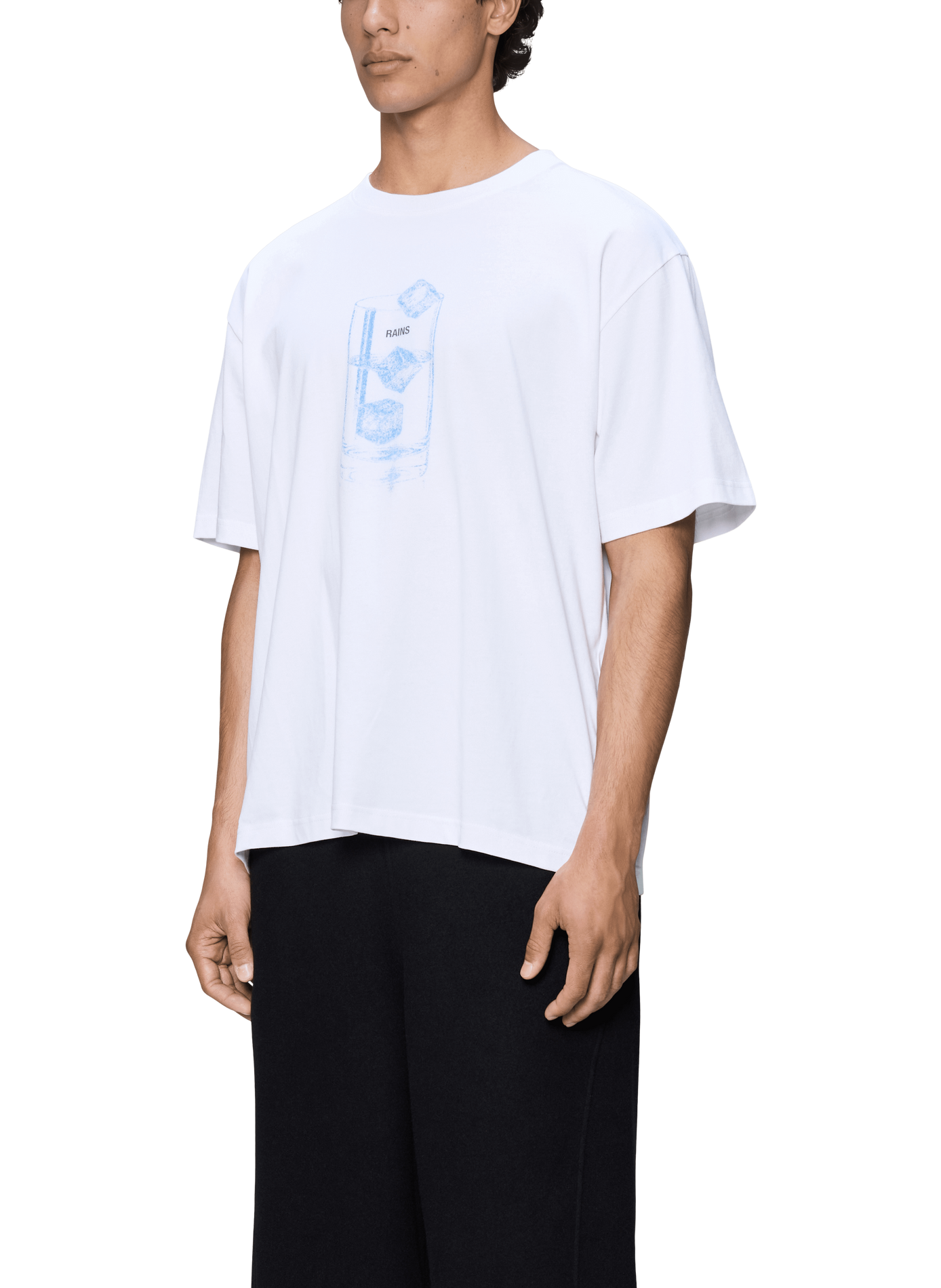 Straight fit cotton patterned t-shirt RAINS White