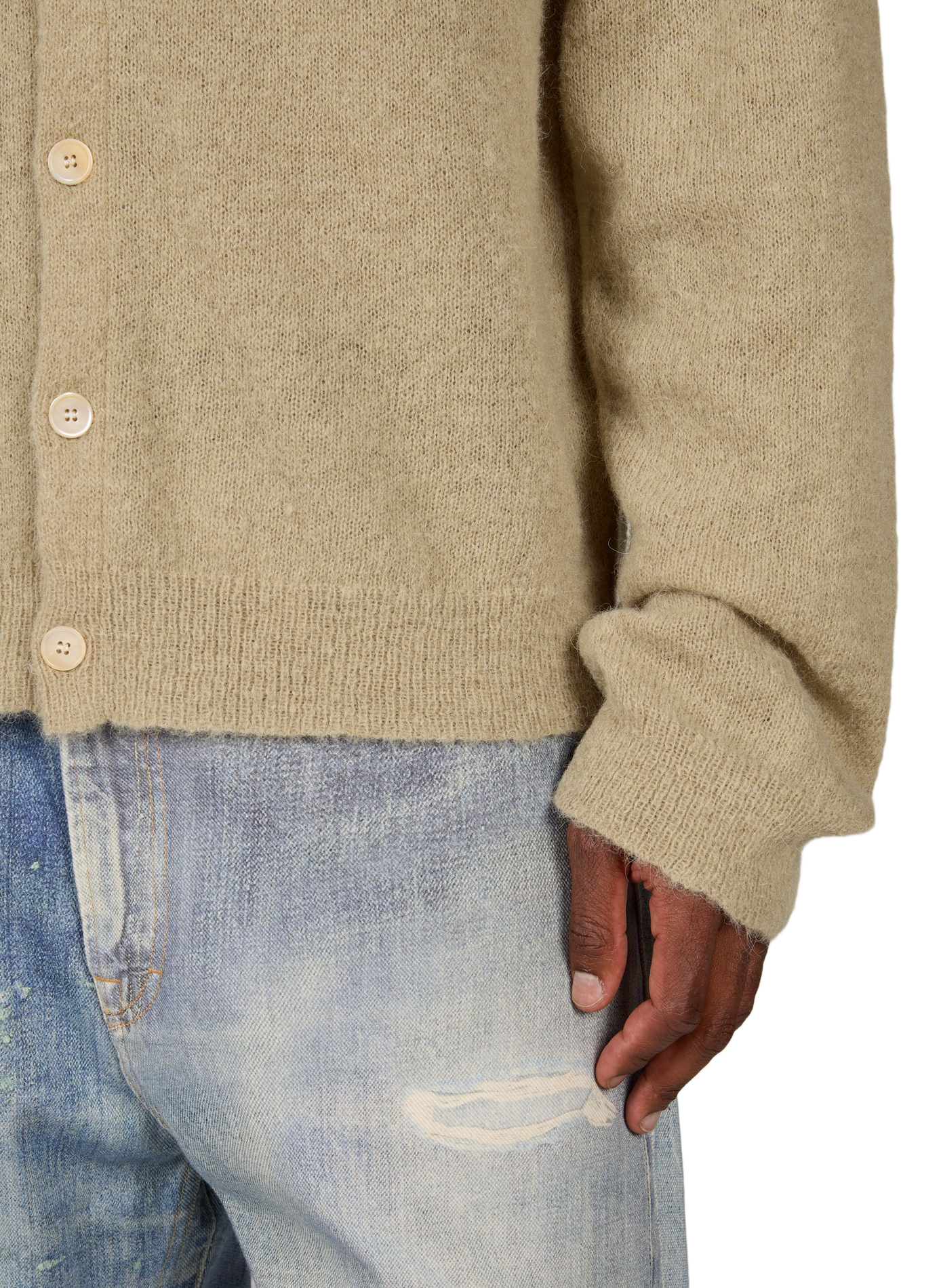 Polo trui van gemengde alpaca en wol OUR LEGACY Kaki
