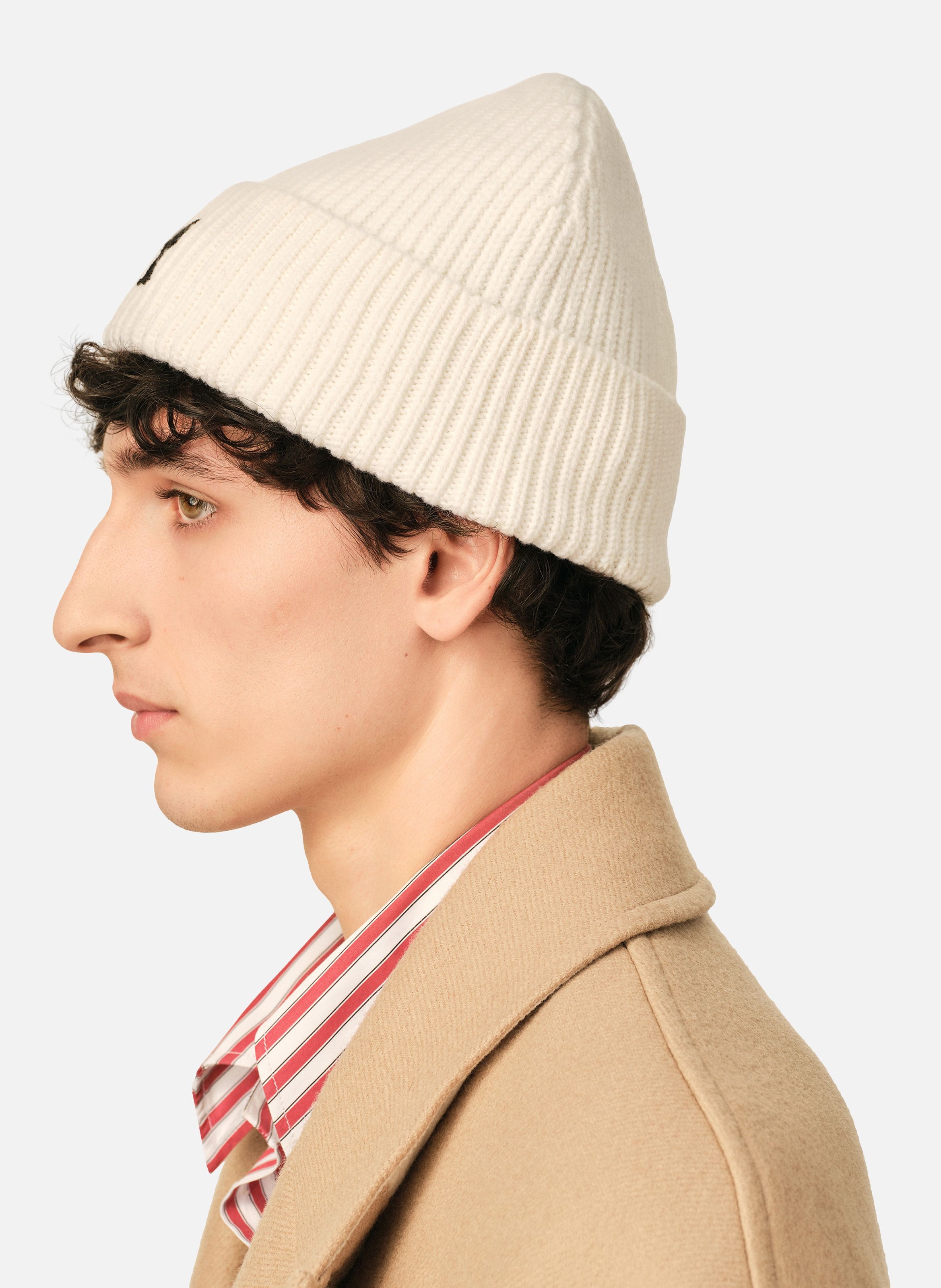 Bonnet unisexe en laine ami de coeur AMI PARIS Blanc