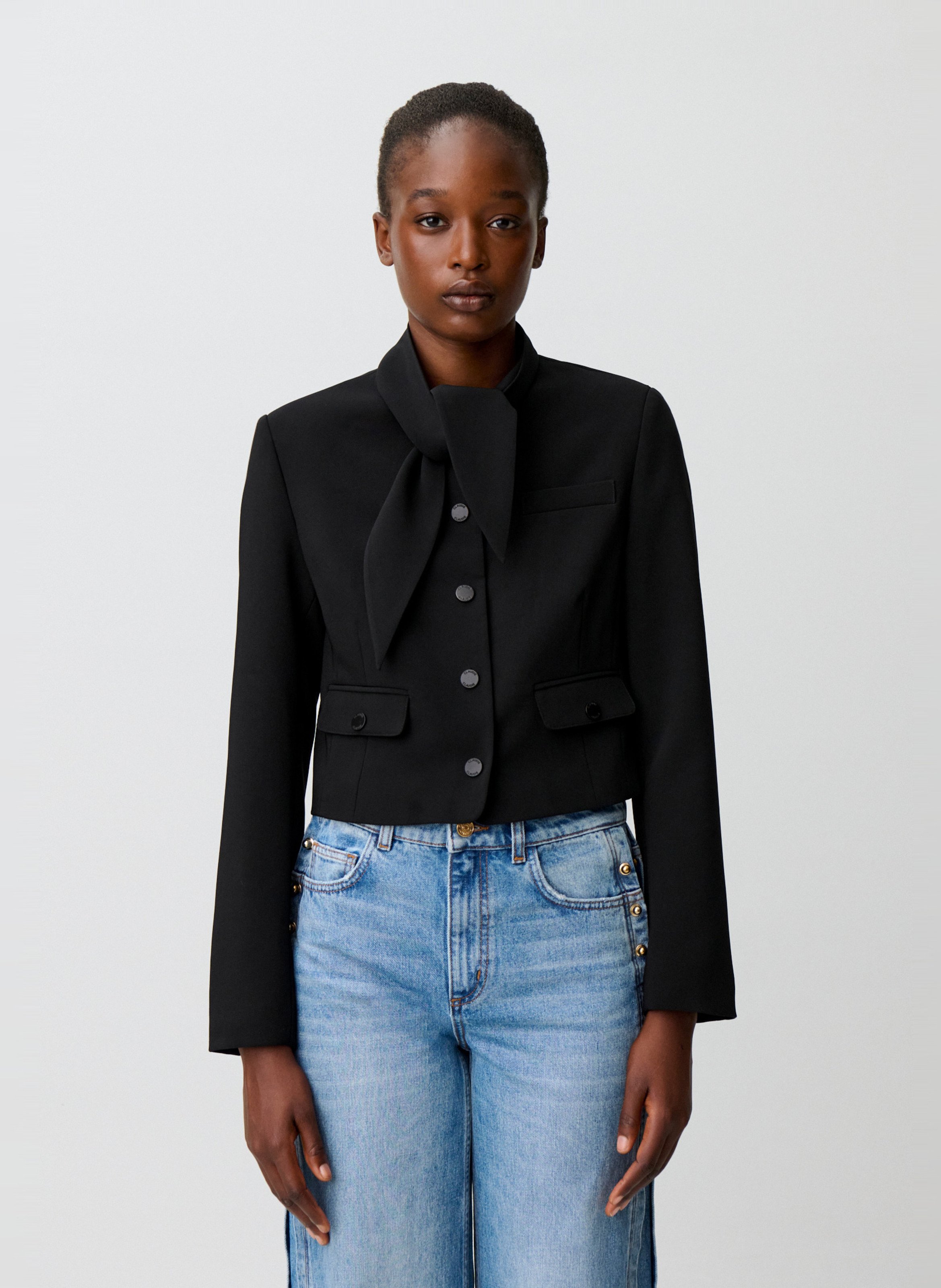 Veste droite col lavallière CLAUDIE PIERLOT Noir
