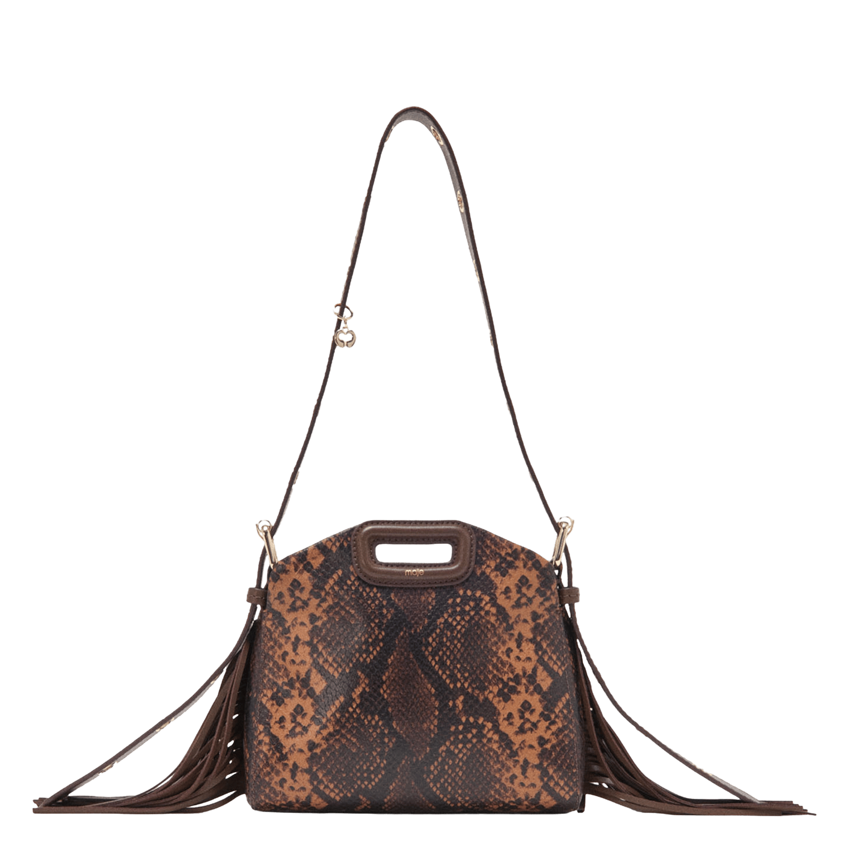 Sac bandoulière python en cuir miss m mini MAJE Marron