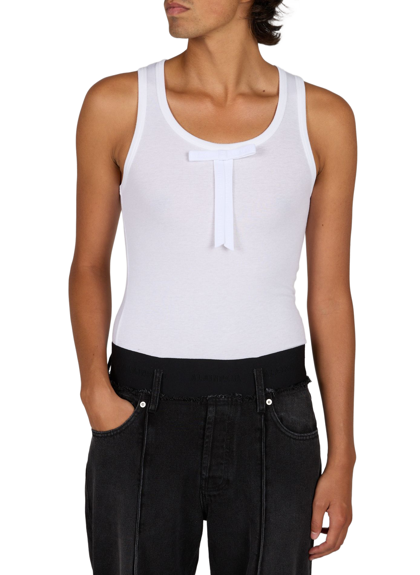 Round neck tank top with logo ALAINPAUL White