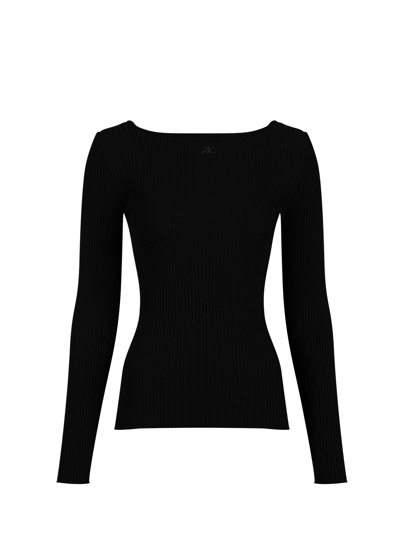 Gerippter Pullover mit gesticktem Logo COURRÈGES Schwarz