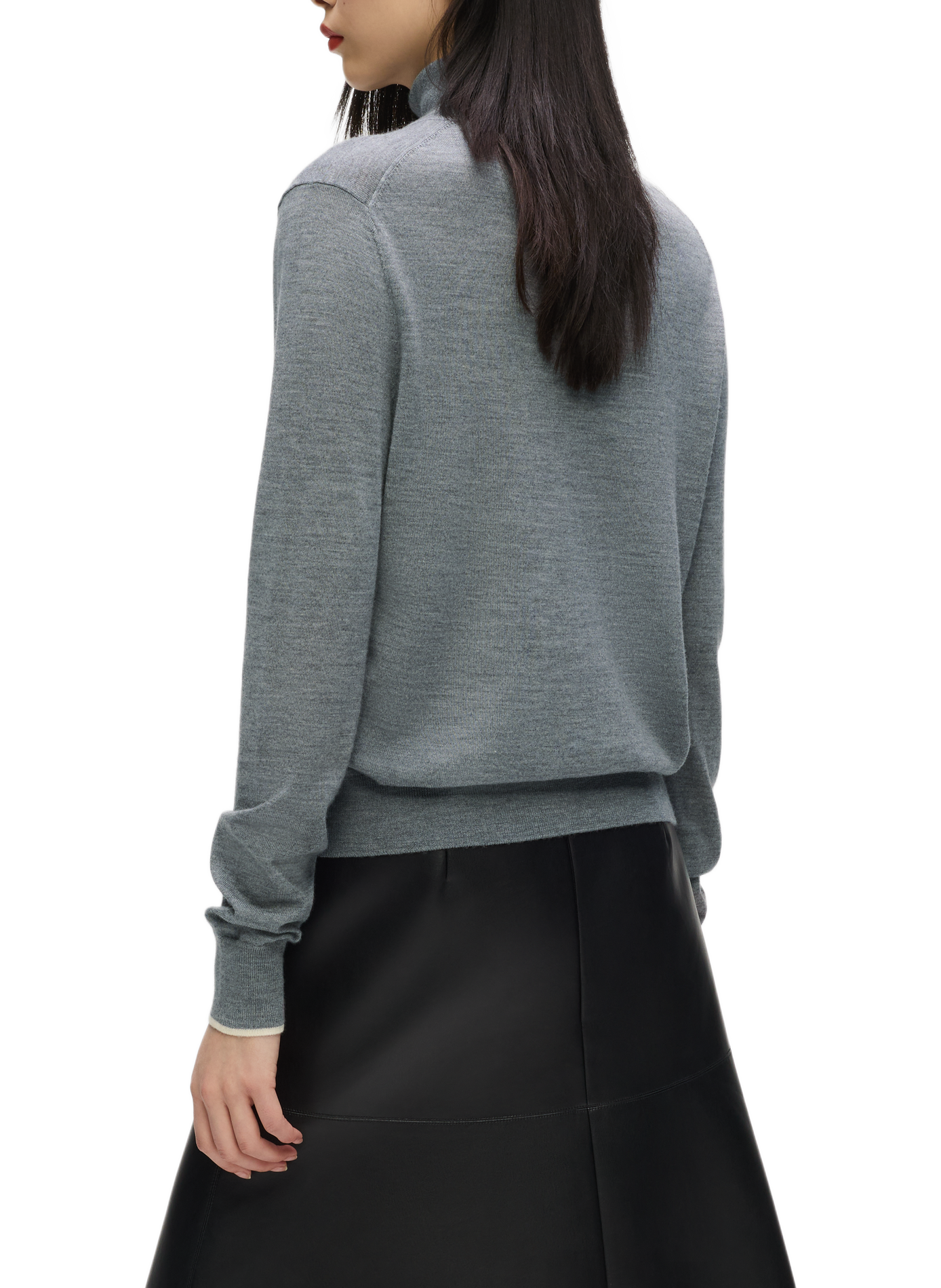 Pull droit col roulé en laine mérinos KARL LAGERFELD Gris