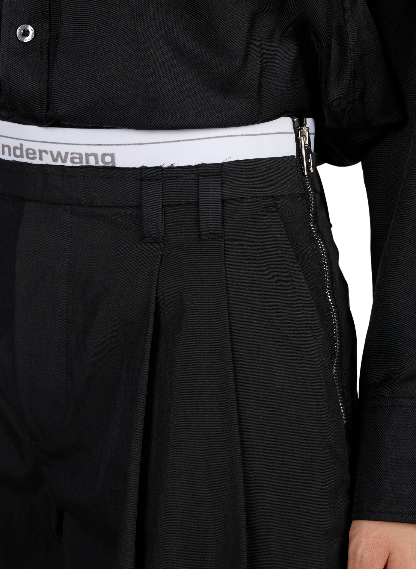 Effen high-waisted broek met wijde pijpen ALEXANDER WANG Zwart