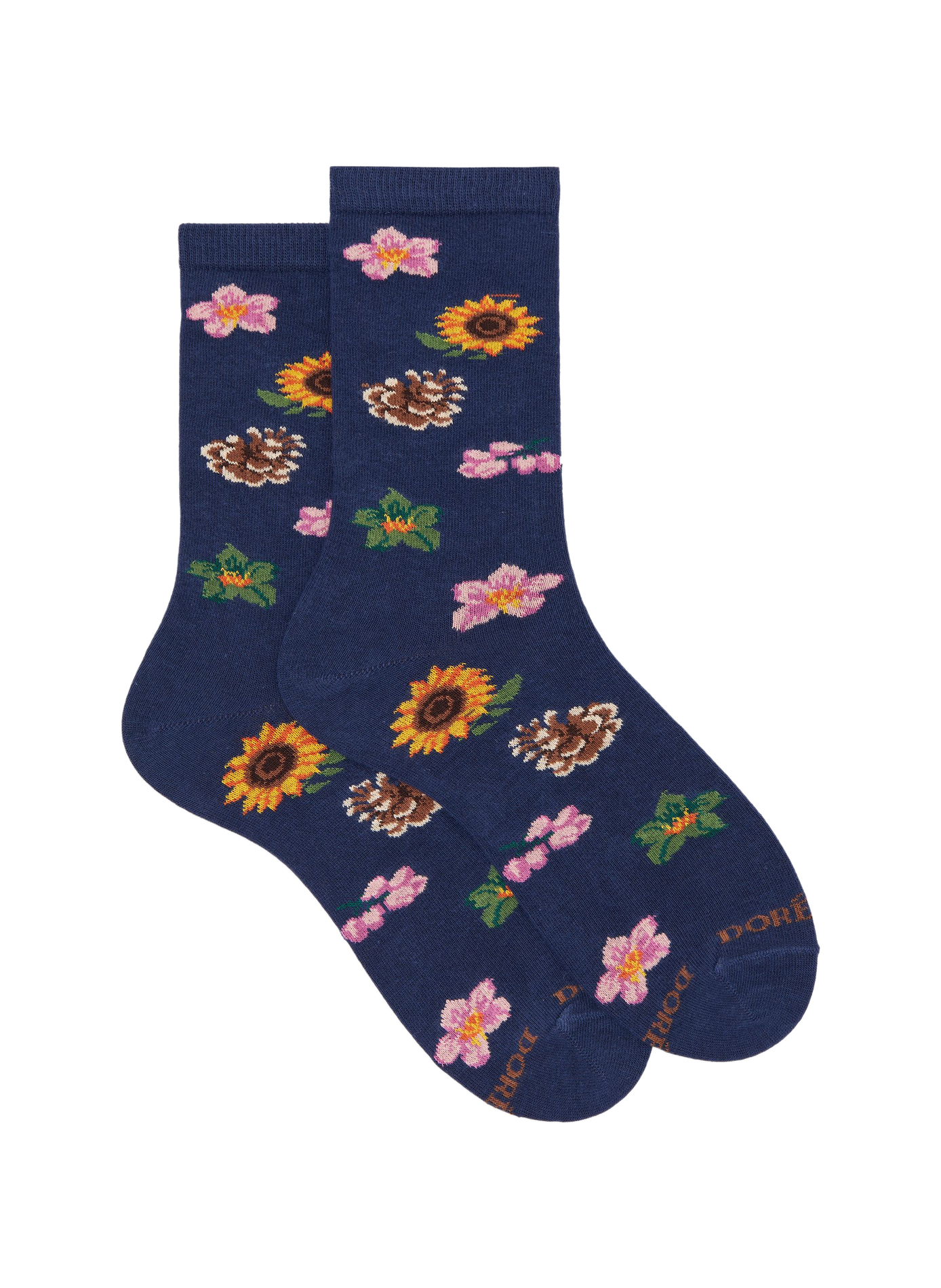 Chaussettes à imprimé floral en coton mélangé DORÉ DORÉ Bleu