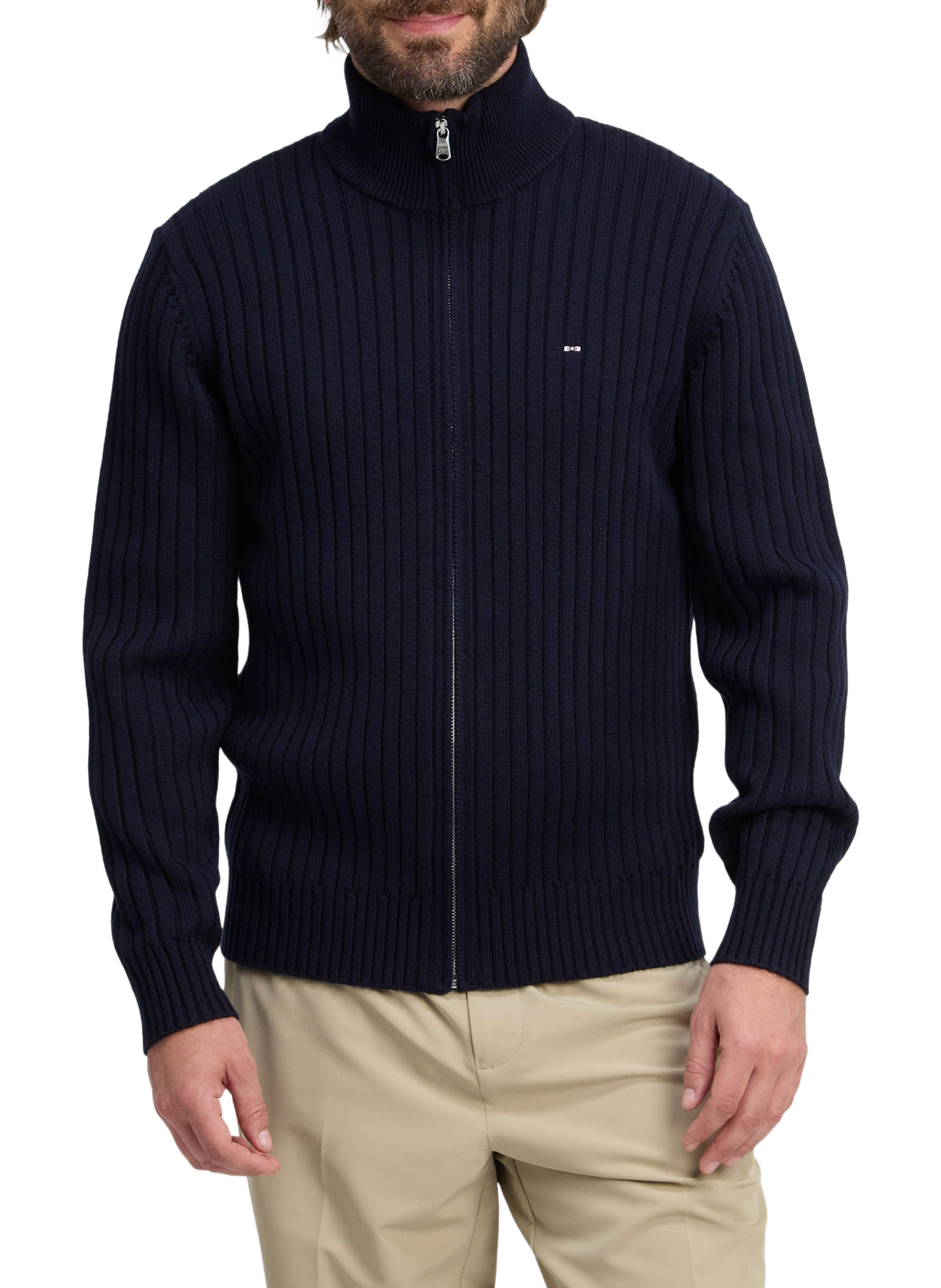 Gilet droit col camionneur en coton EDEN PARK Bleu