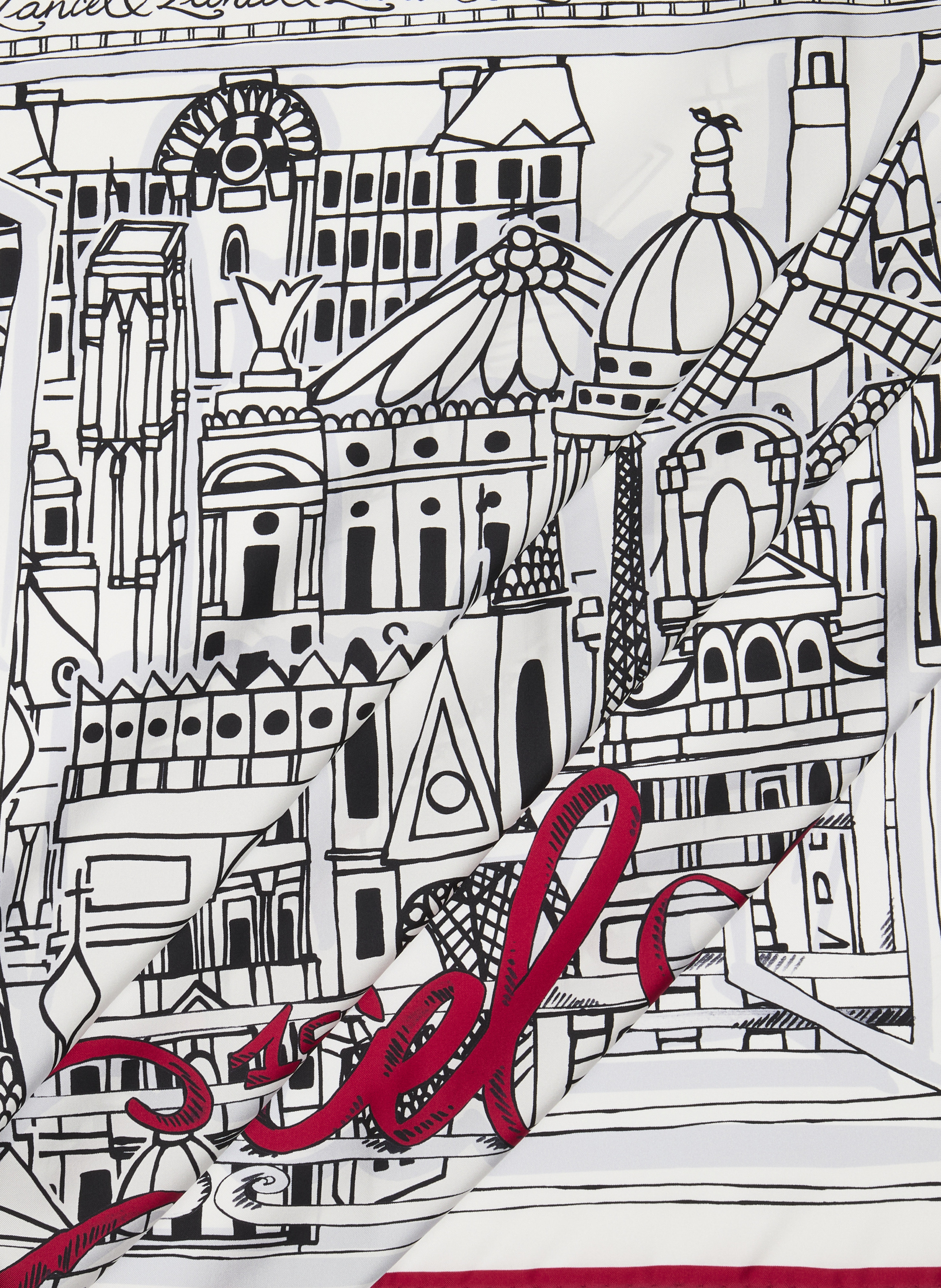 Carre motif "paris a la fenetre" en animation 150y : twill de soie imprimee LANCEL Multicolore