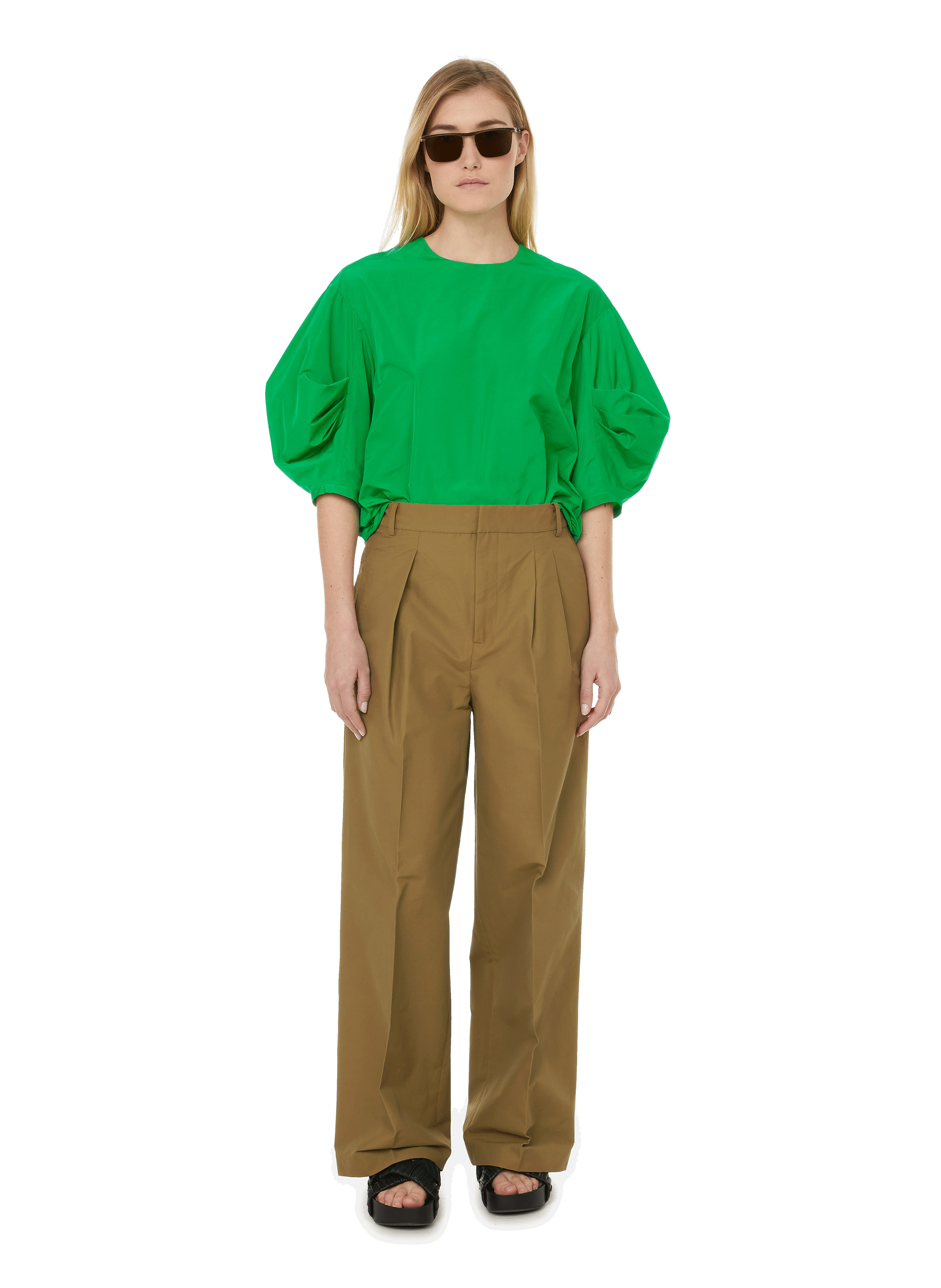Femme Vêtements Tops Manches courtes Haut à manches bouffantes Synthétique Tibi en coloris Vert 