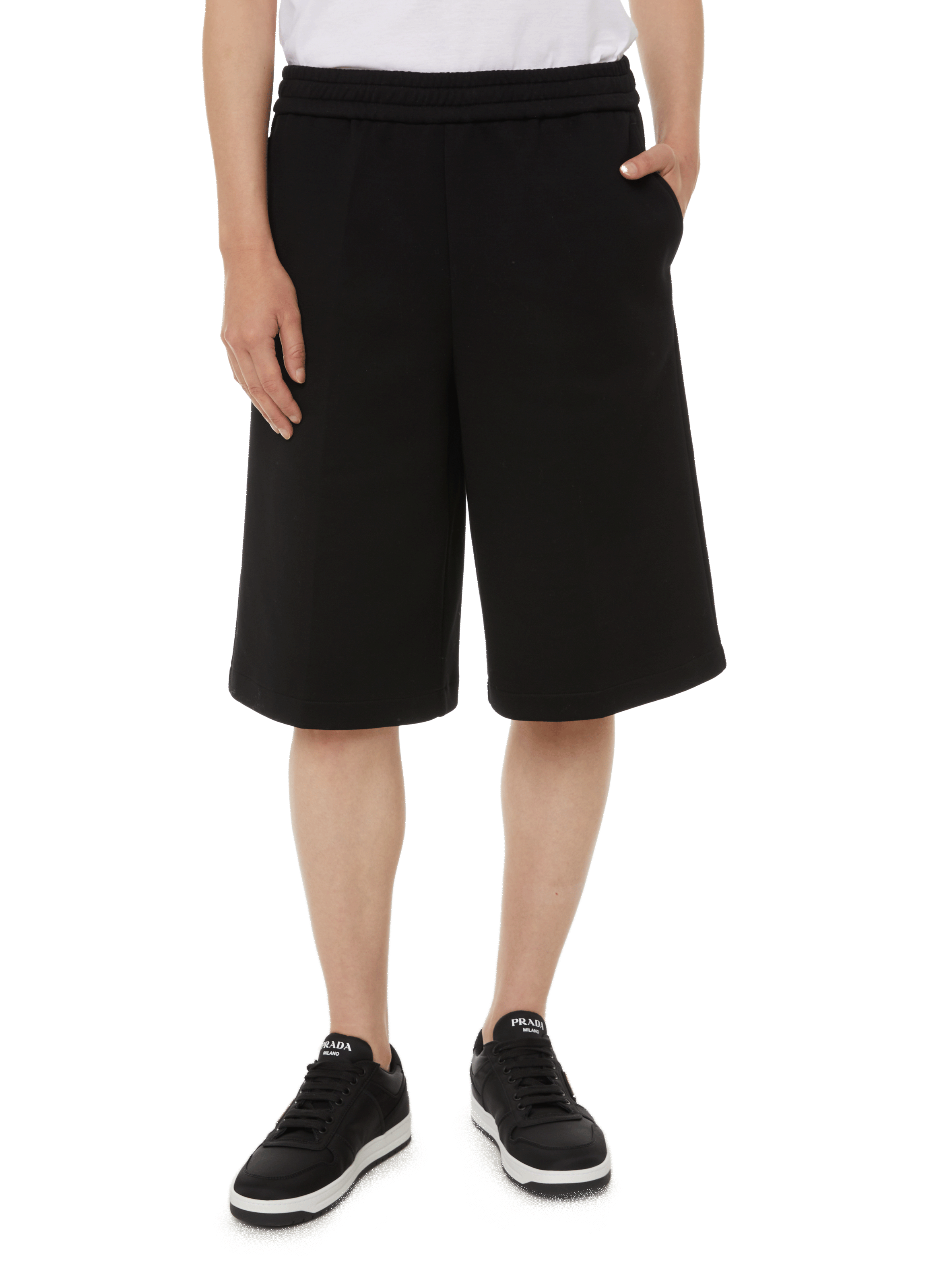 Cotton and nylon Bermuda shorts PRADA Black