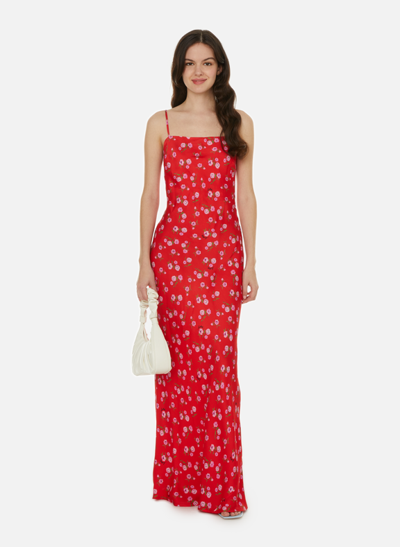 ROTATE Floral-print maxi dress Red