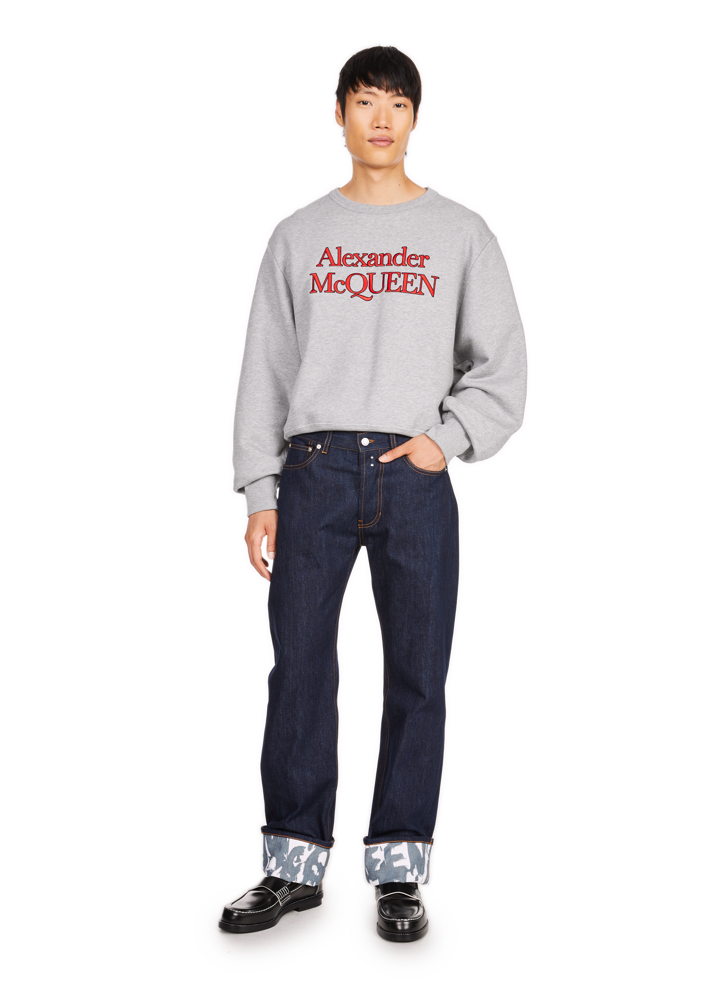 Sweatshirt ample avec logo en coton ALEXANDER MCQUEEN Gris