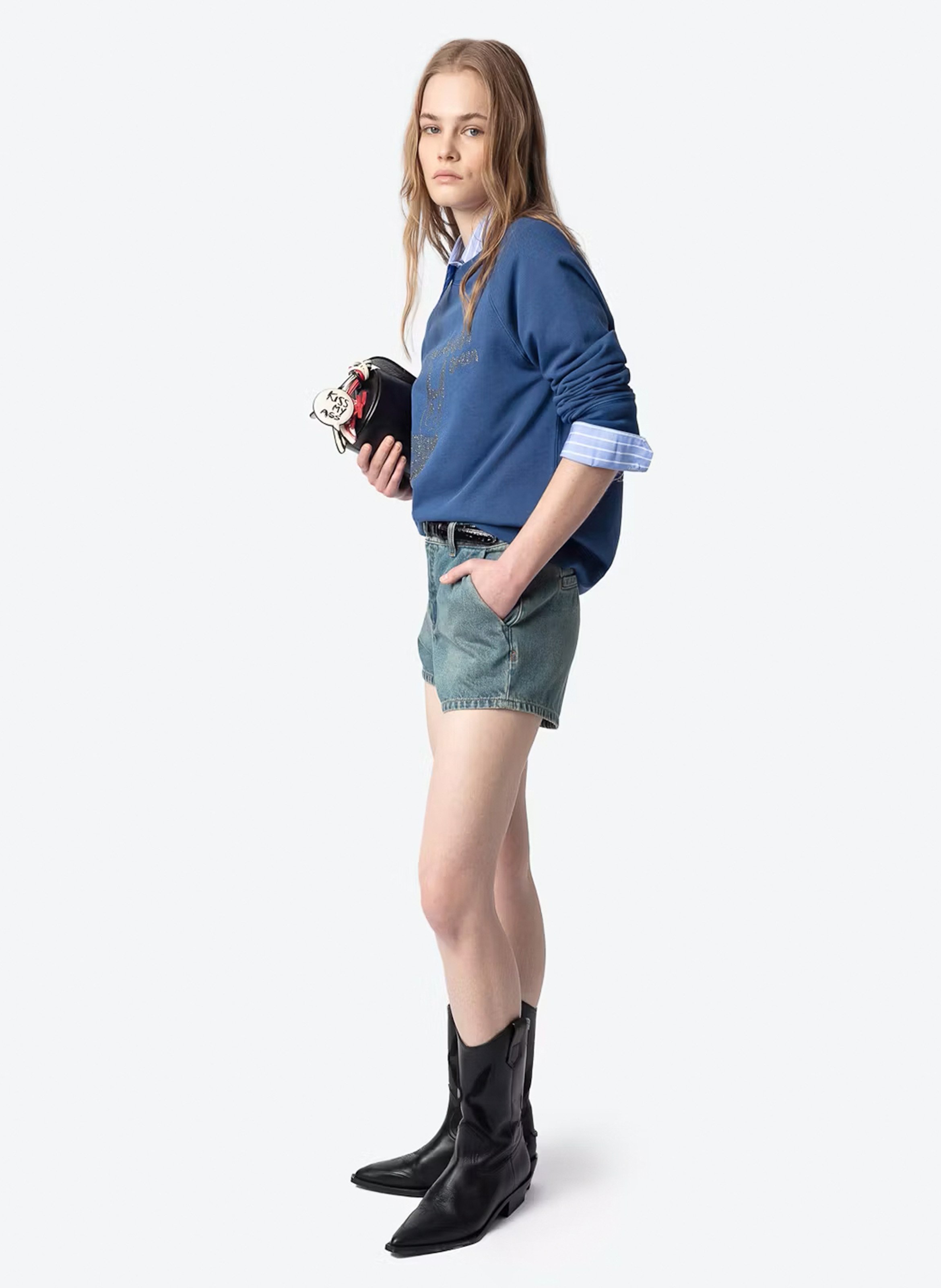 Sweat imprimé en coton upper ZADIG&VOLTAIRE Bleu