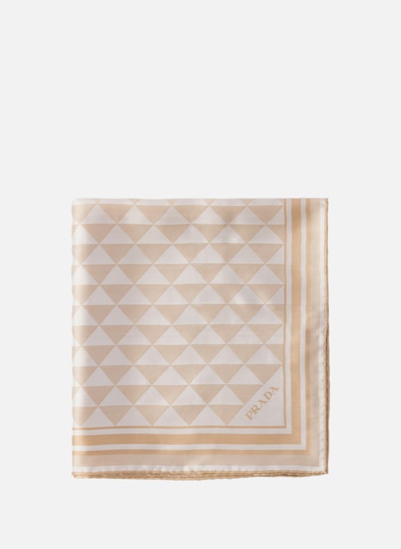 Foulard en soie imprimée 55x55 Marron by PRADA PRADA Foulard en soie imprimée 55x55 Marron