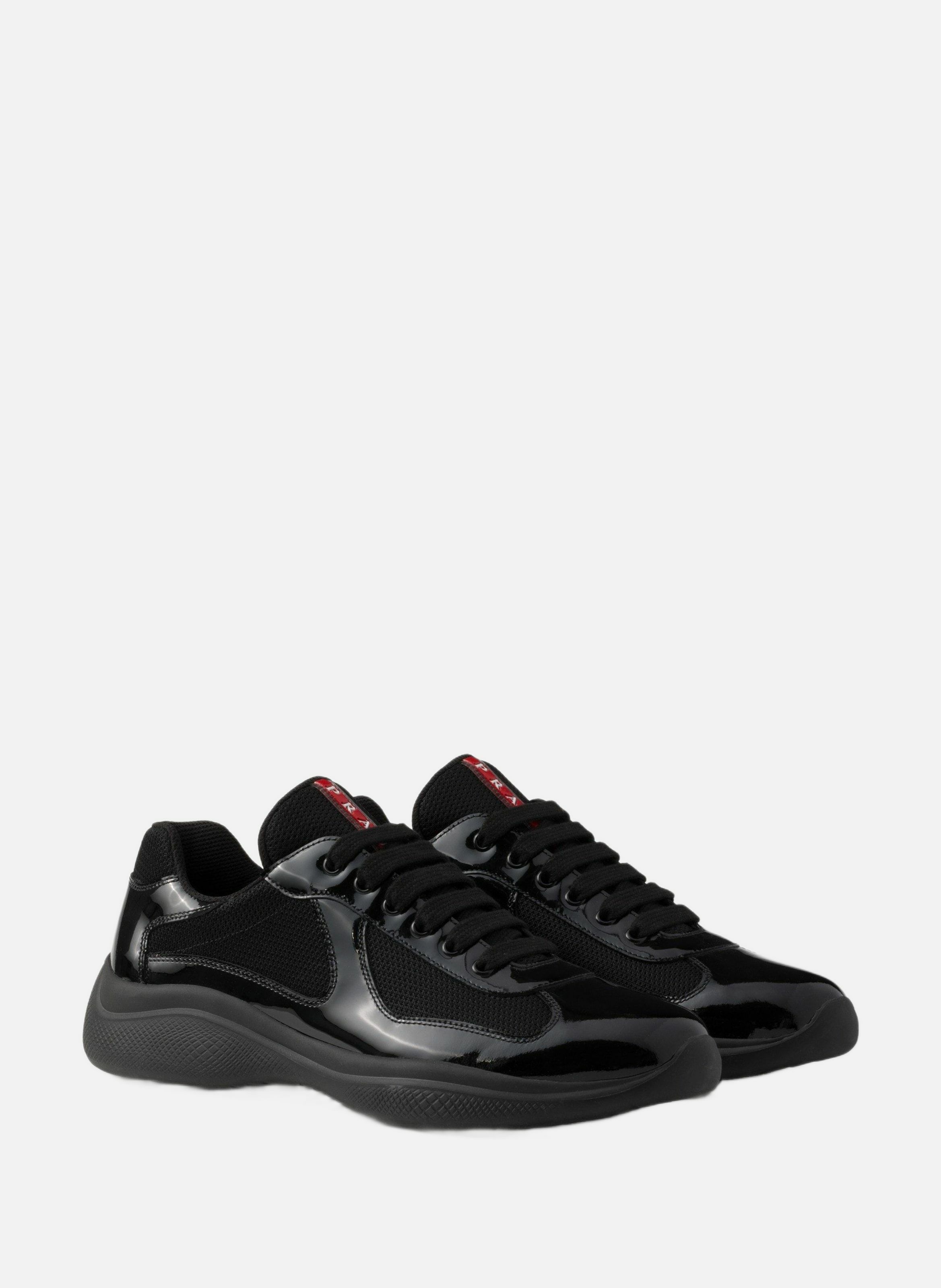Sneakers prada america’s cup en cuir verni et tiss PRADA Noir