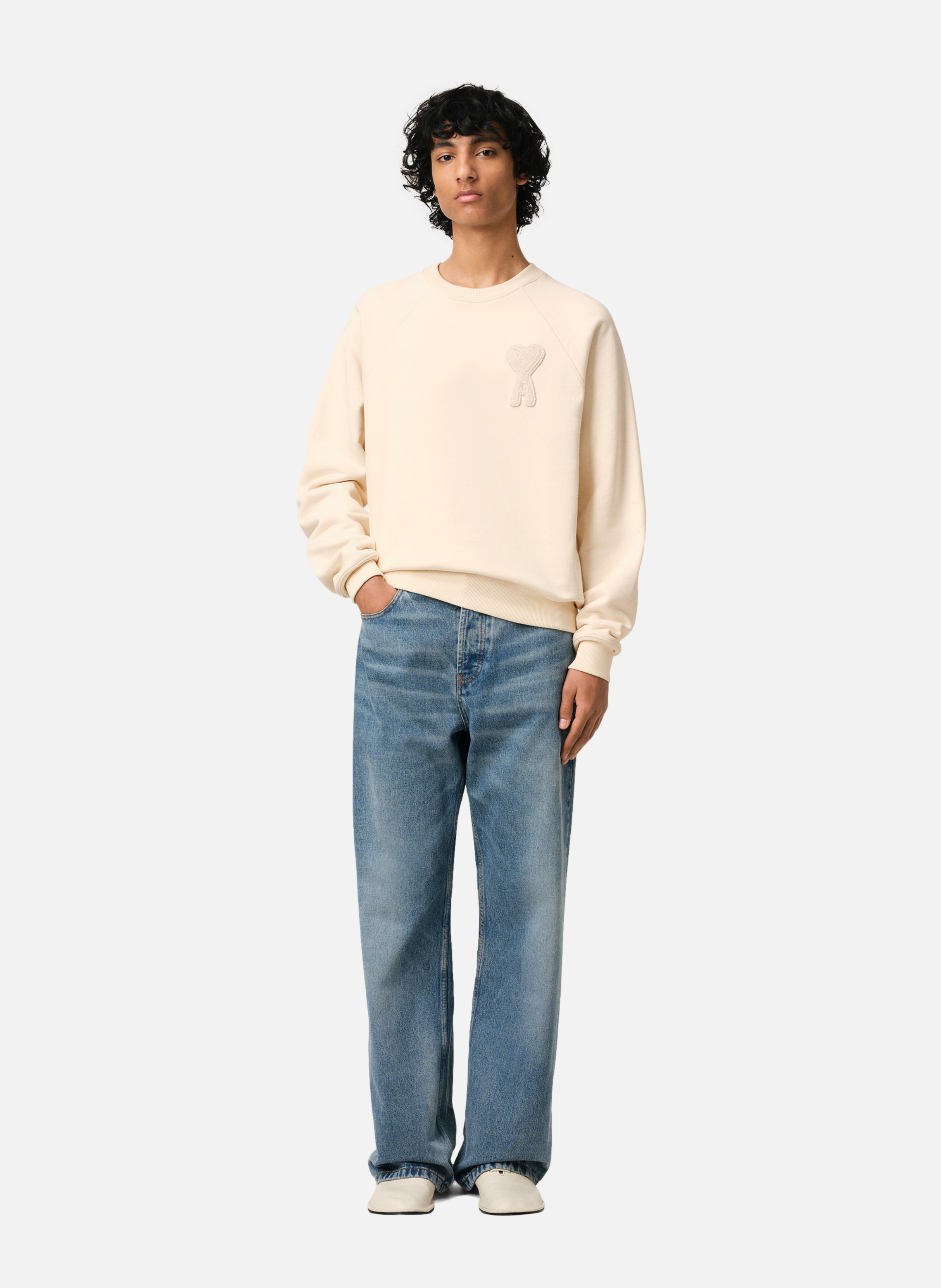 Sweatshirt patch ami de coeur unisexe AMI PARIS Blanc