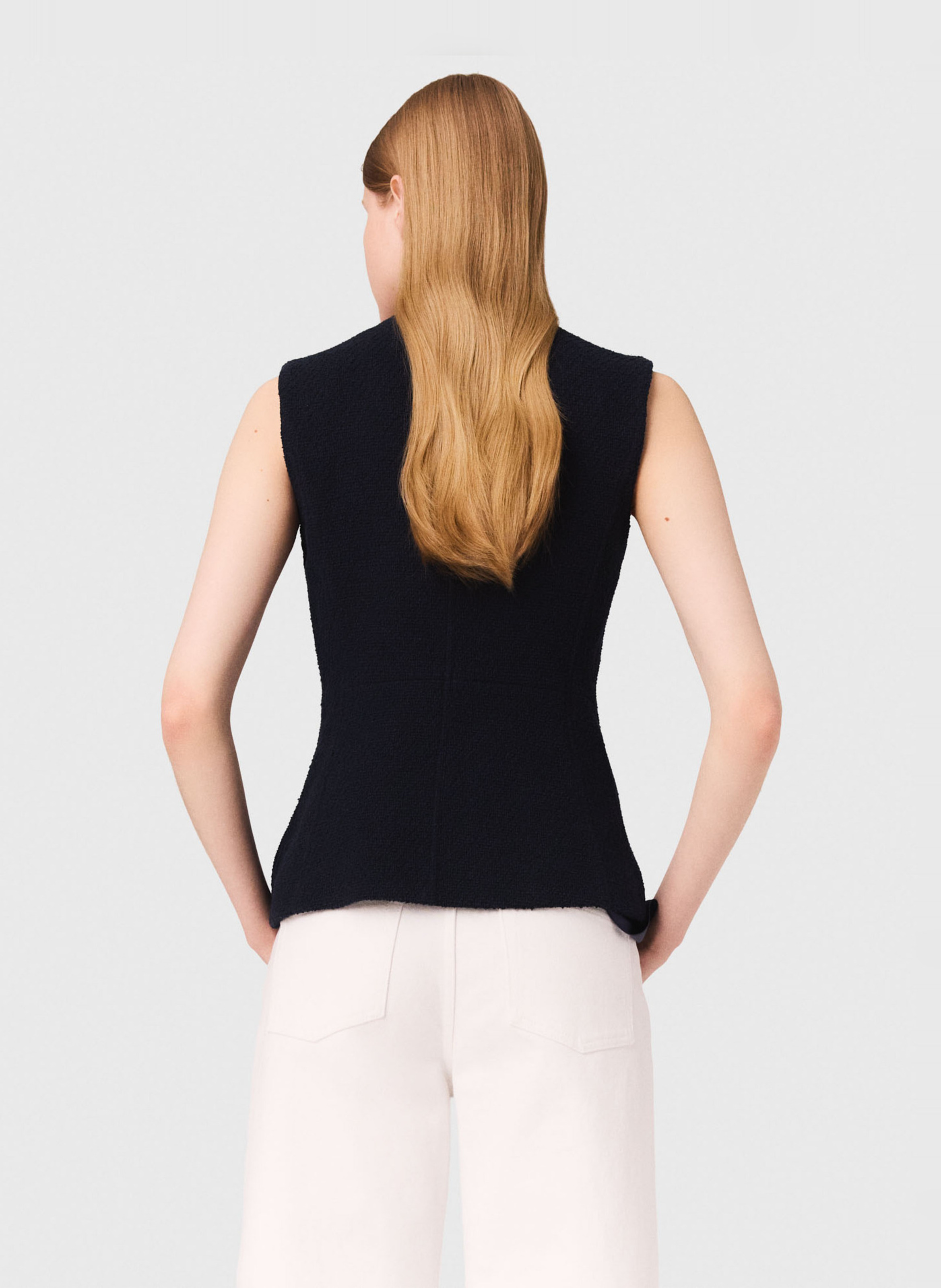 Gilet col rond en coton mélangé MAJE Bleu